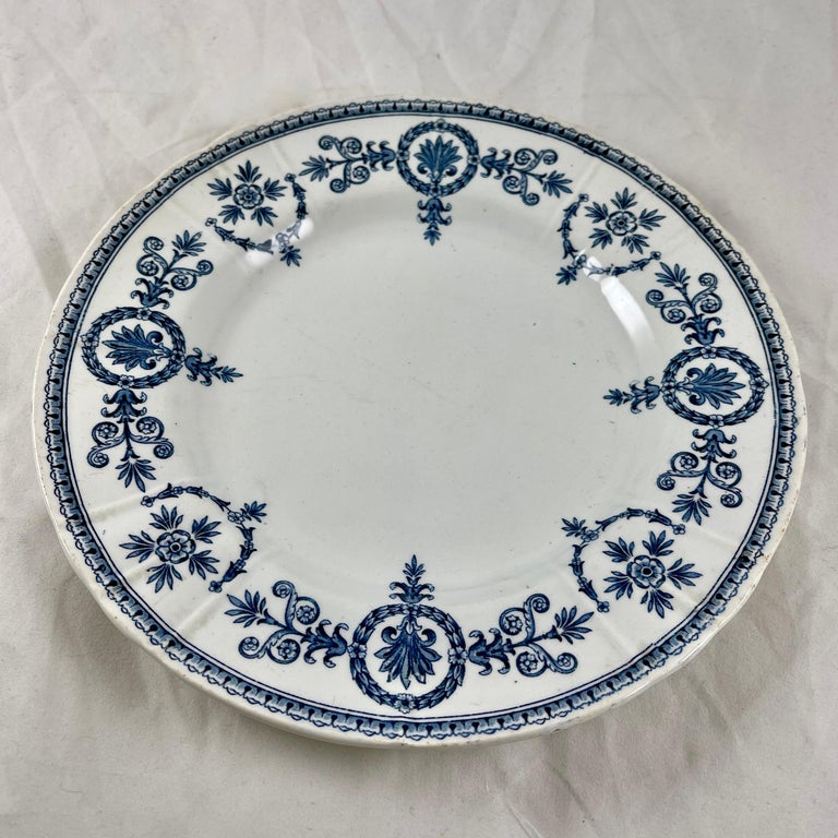 Malmaison de Gien French Faïence Blue on White Ironstone Dinner Plate