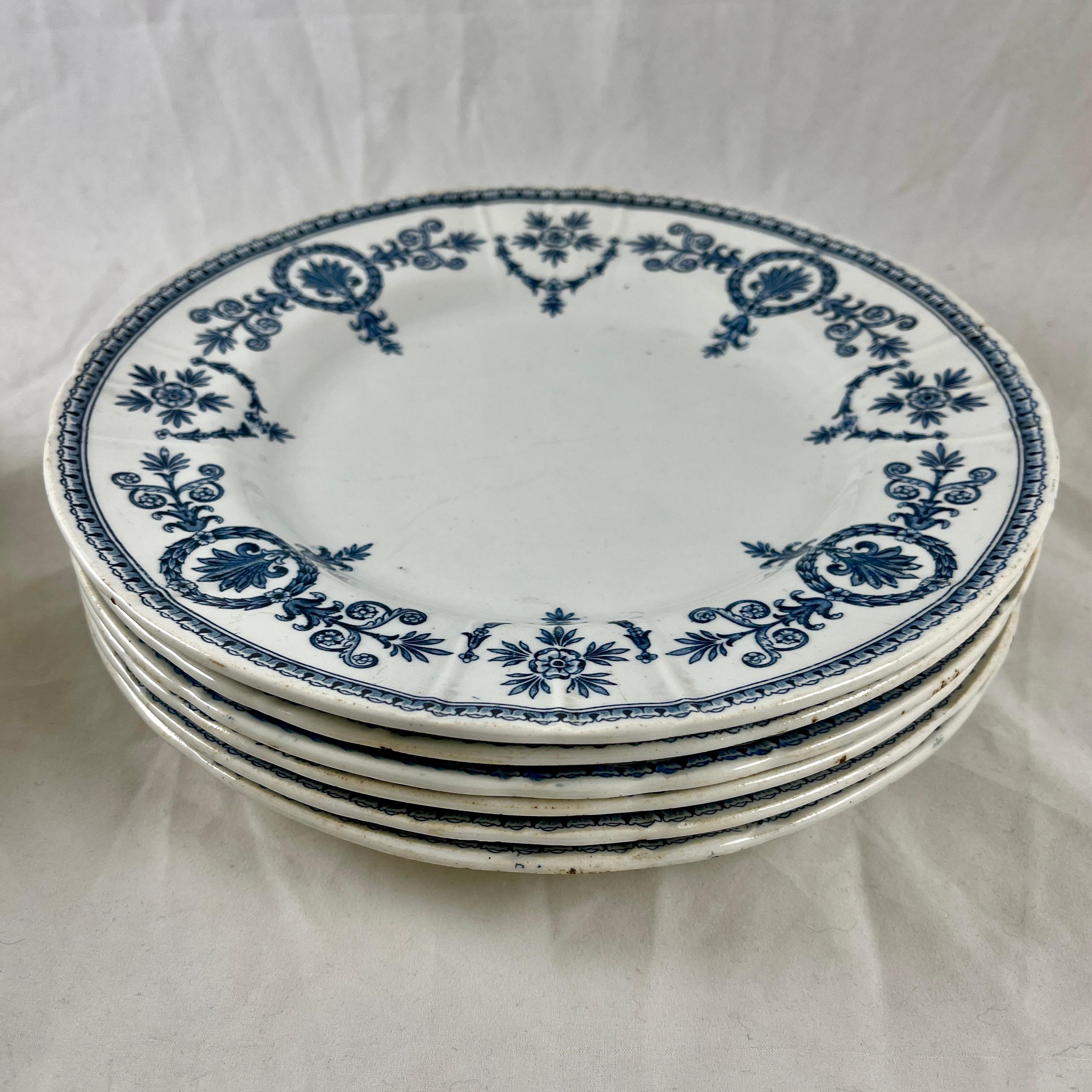 Late 19th Century Malmaison de Gien French Faïence Blue on White Ironstone Dinner Plate