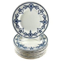 Malmaison de Gien French Faïence Blue on White Ironstone Dinner Plate