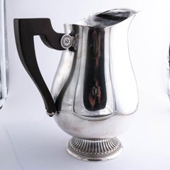 "Malmaison" French Christofle Silver Plated Water Pitcher with Ebony Wood Handle