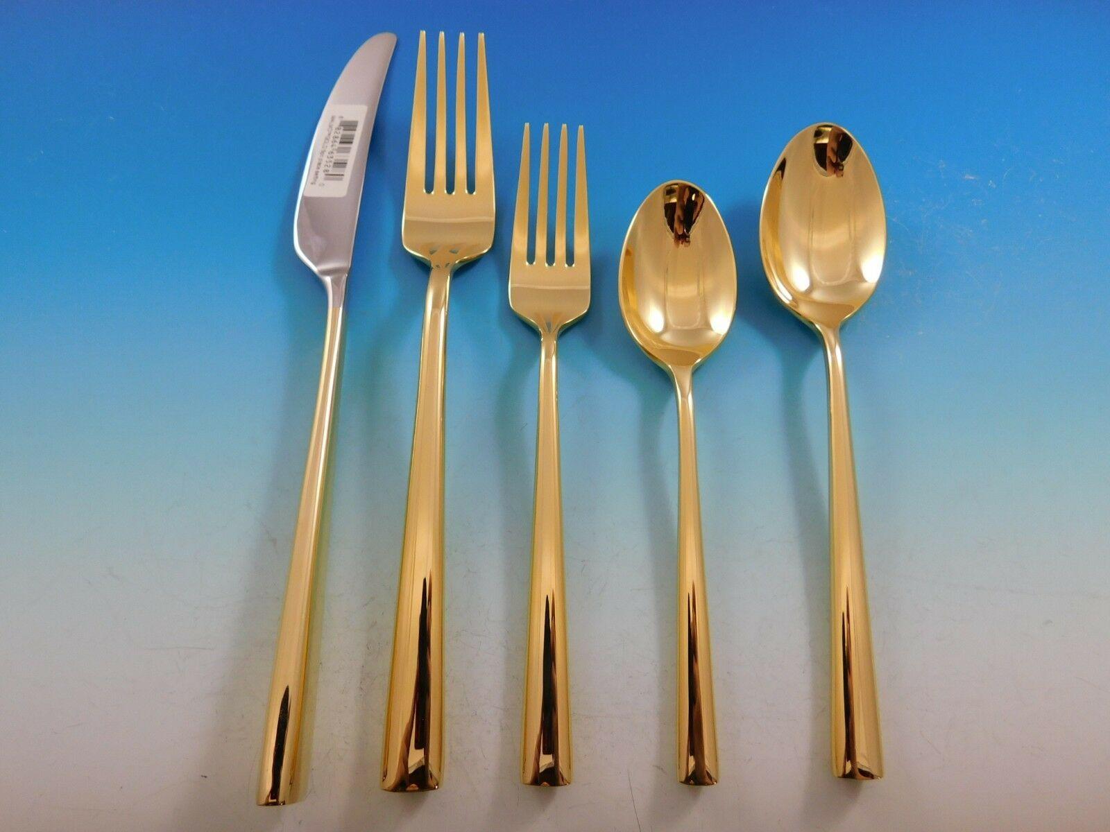Featuring precision lines and unique, tubular handles, the kate spade New York Malmo Gold flatware set reinvigorates modern dining. The golden color in 18/10 stainless steel evokes a richness that makes this flatware an elegant addition to any
