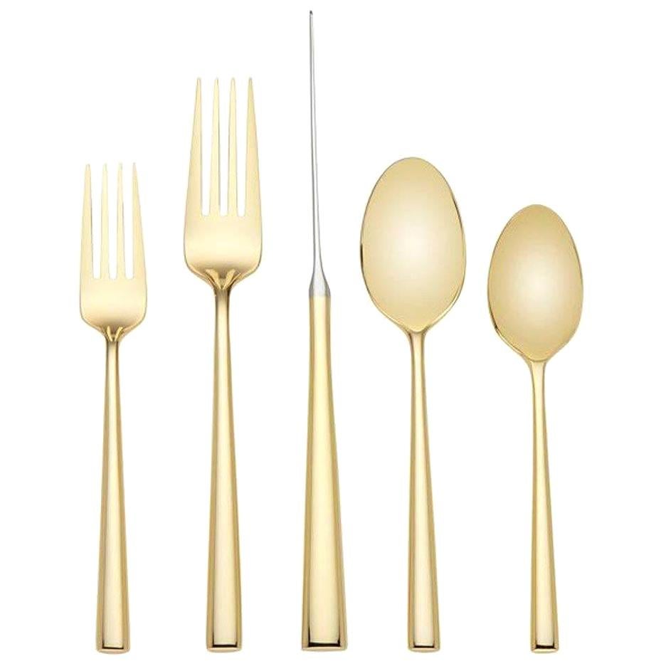 Malmo Gold by Kate Spade Stainless Steel Flatware Set Service for 12 New 60 Pcs
