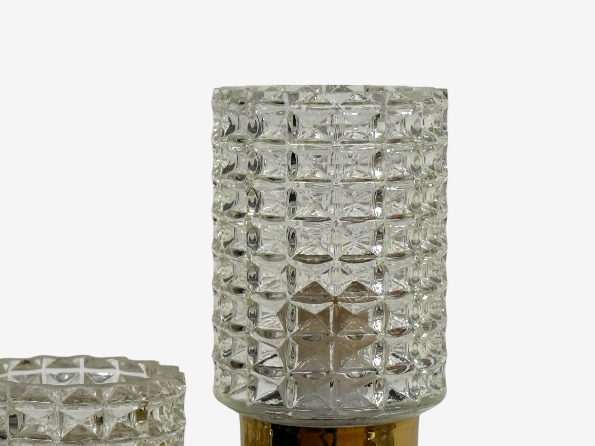 Malmö Metallvarufabrik, Glass, Patinated Brass, Wall Sconces, Sweden, 1960s In Good Condition For Sale In Manhasset, NY