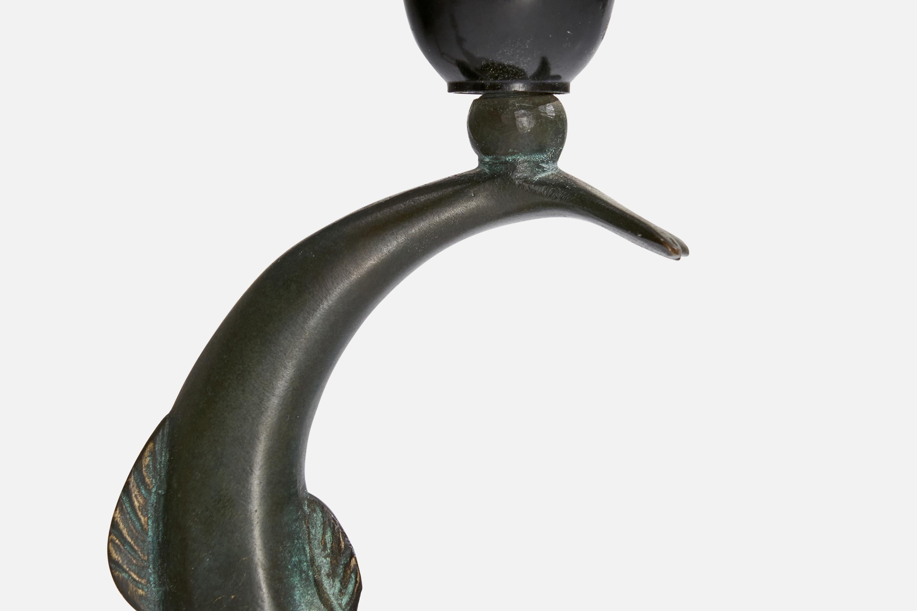 Malmö Metallvarufabrik, lampe de table, bronze, Suède, années 1930 en vente 3