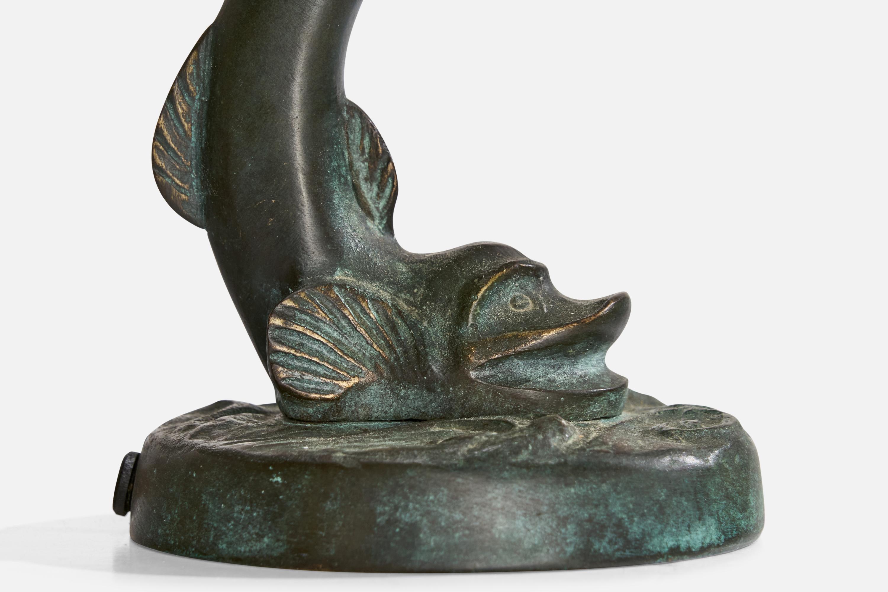 Malmö Metallvarufabrik, lampe de table, bronze, Suède, années 1930 en vente 4