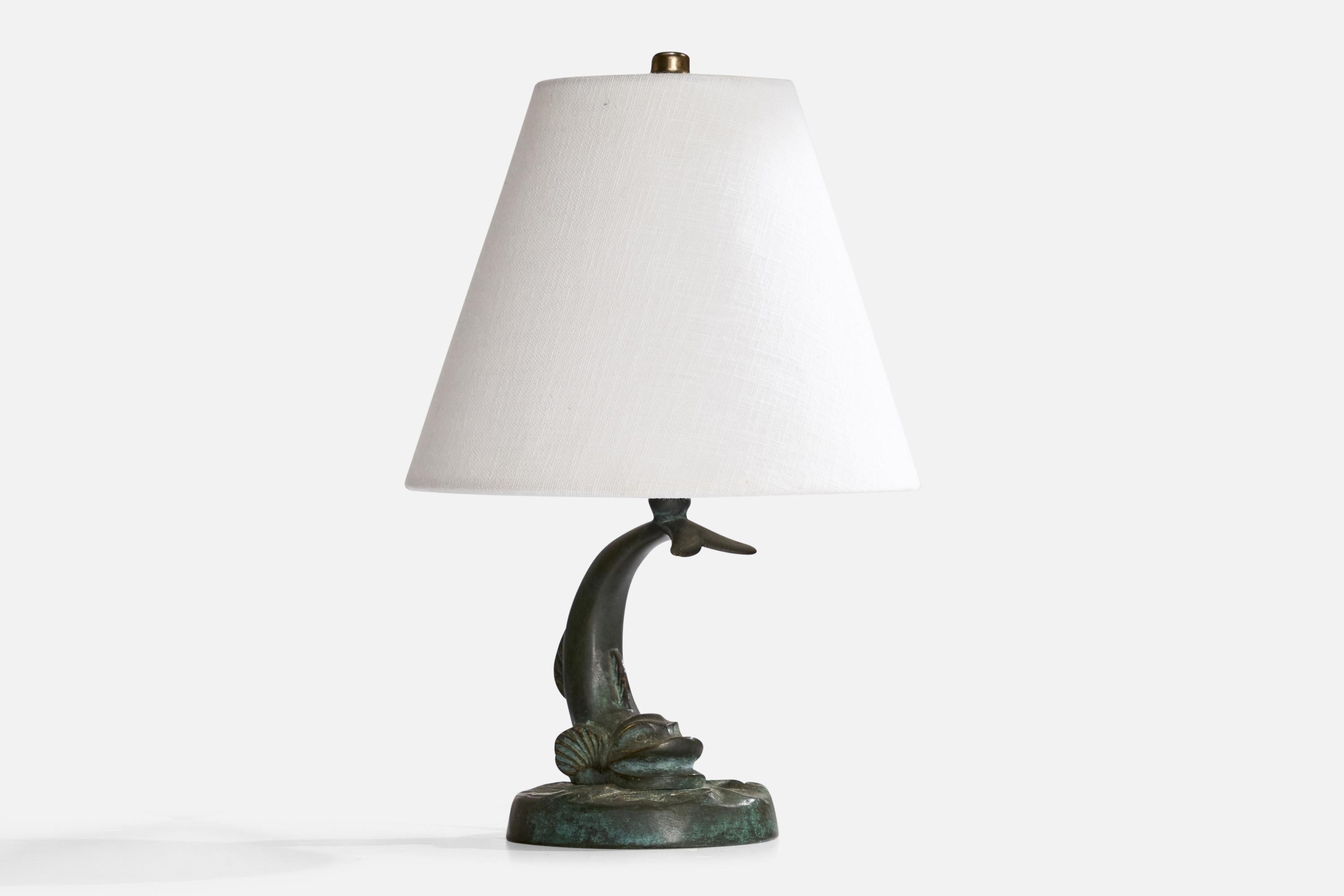 Suédois Malmö Metallvarufabrik, lampe de table, bronze, Suède, années 1930 en vente