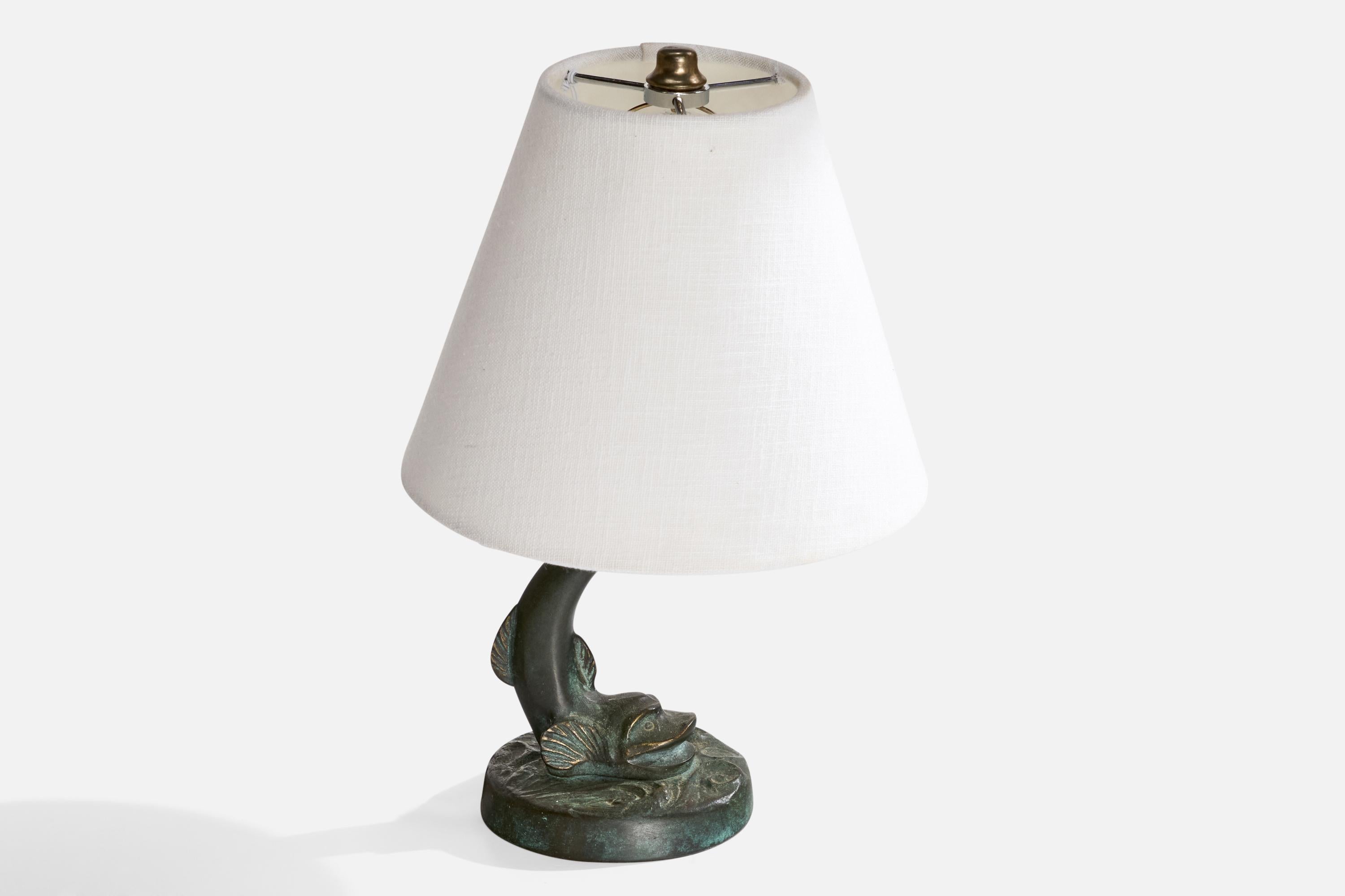 Malmö Metallvarufabrik, lampe de table, bronze, Suède, années 1930 Bon état - En vente à High Point, NC
