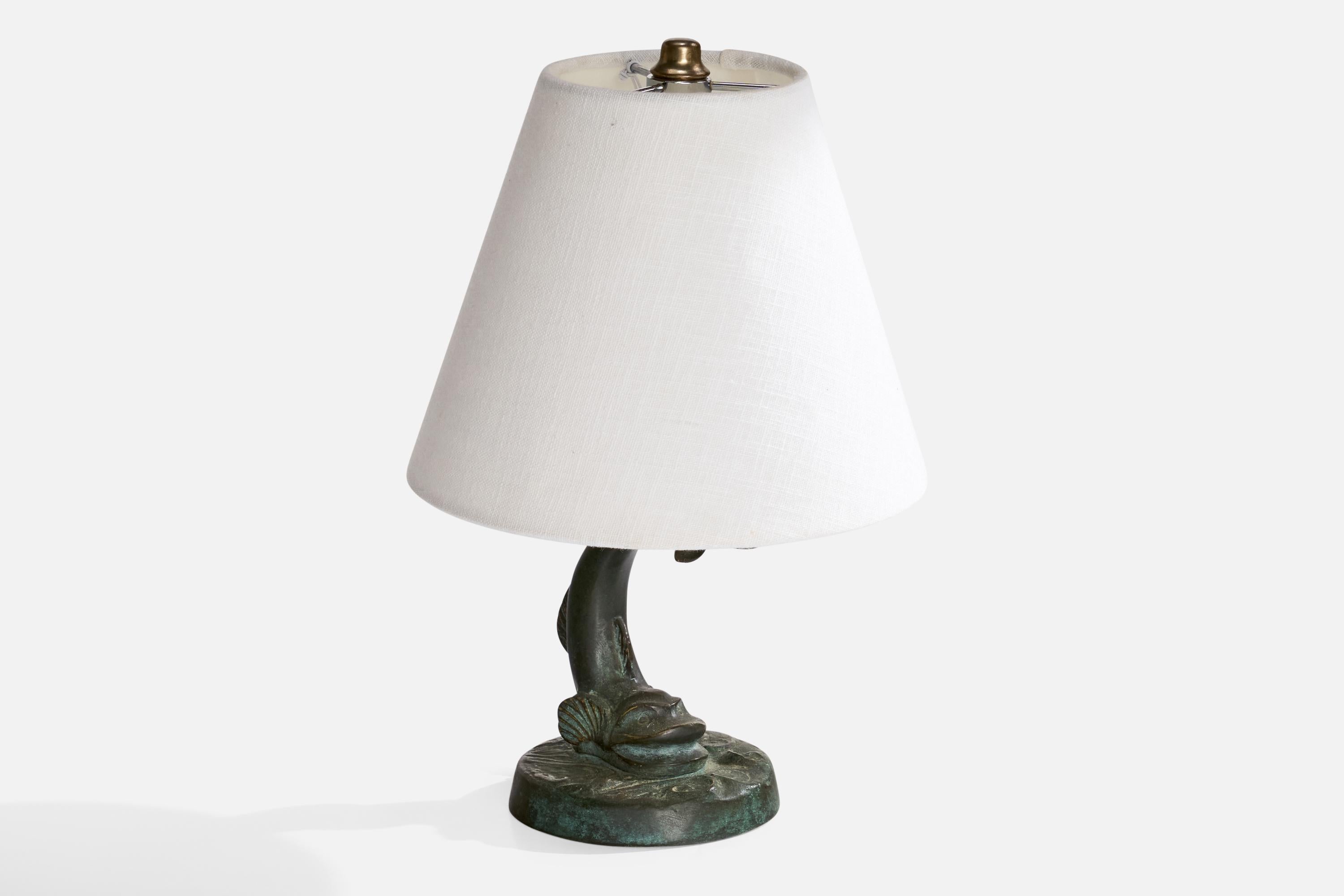 Milieu du XXe siècle Malmö Metallvarufabrik, lampe de table, bronze, Suède, années 1930 en vente