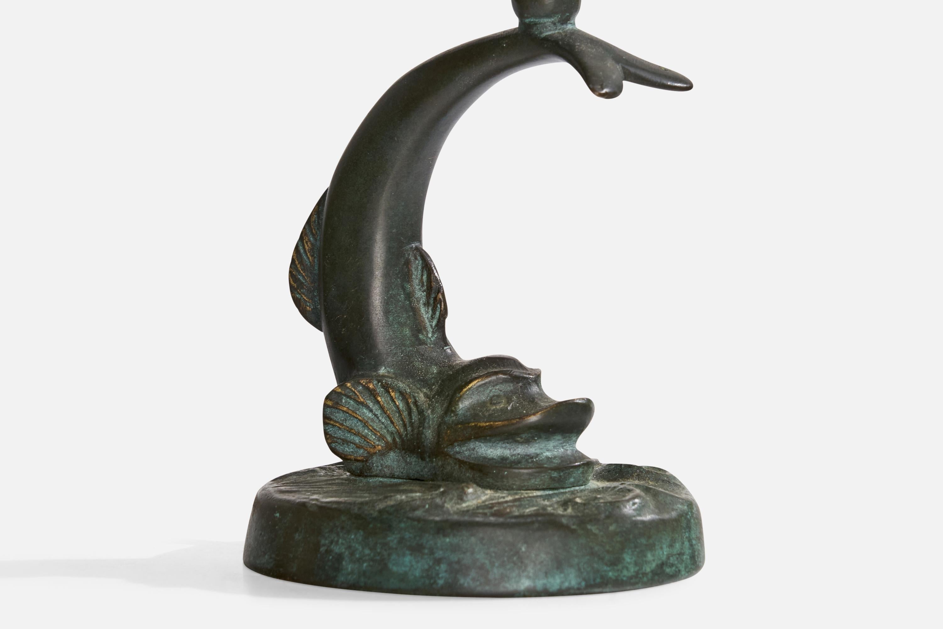 Bronze Malmö Metallvarufabrik, lampe de table, bronze, Suède, années 1930 en vente