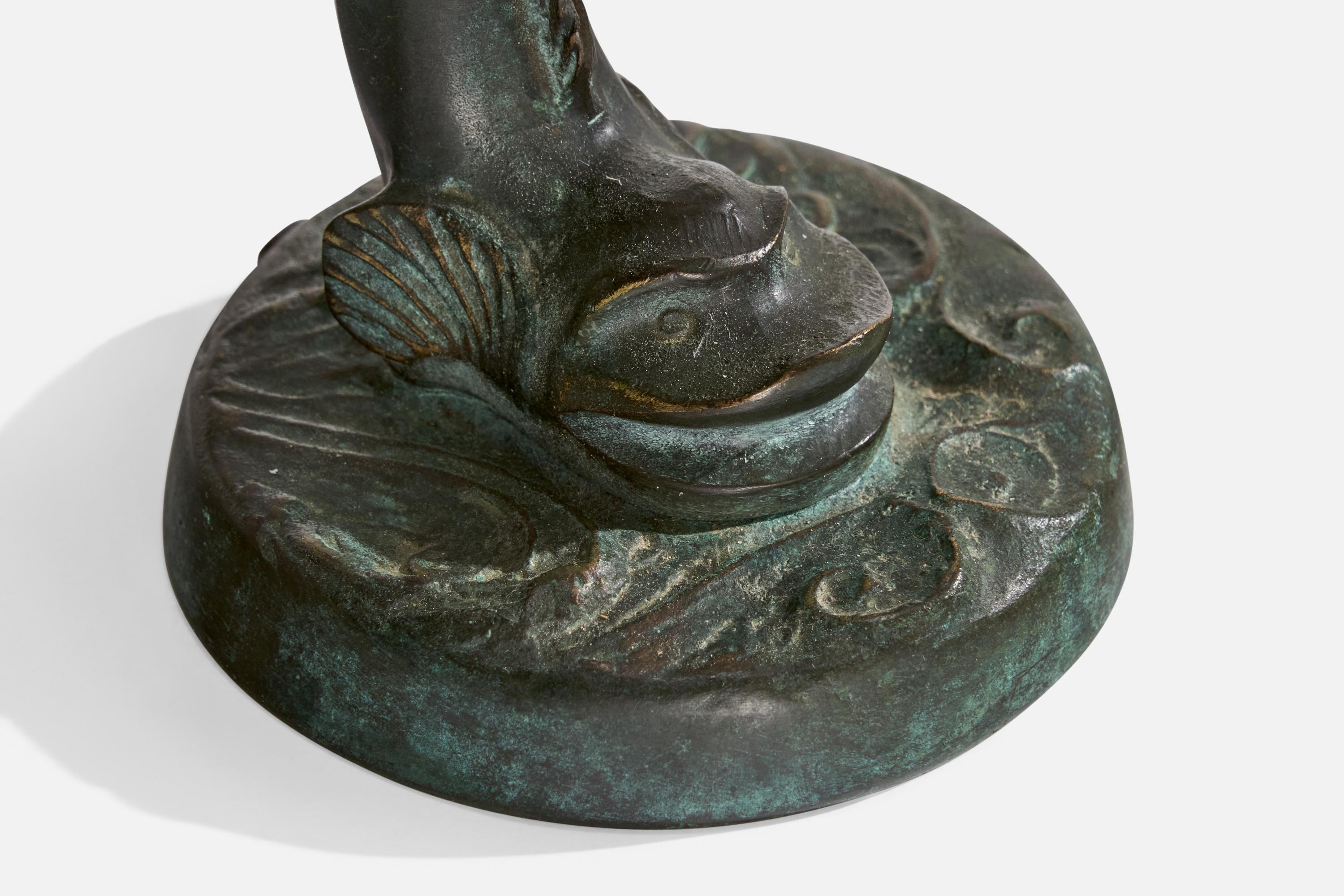 Malmö Metallvarufabrik, lampe de table, bronze, Suède, années 1930 en vente 1