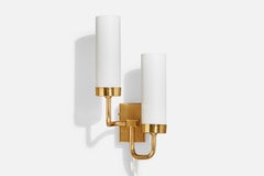 Malmö Metalvarufabrik, Wall Light, Brass, Glass, Sweden, 1950s
