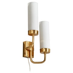 Malmö Metalvarufabrik, Wall Light, Brass, Glass, Sweden, 1950s