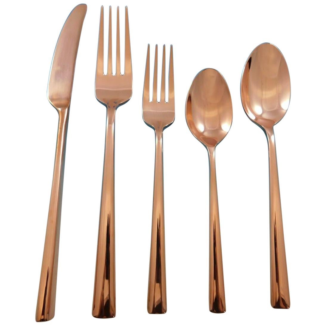 Malmo Rose Gold by Kate Spade Stainless Flatware Set Service for 8 New 40 Pcs