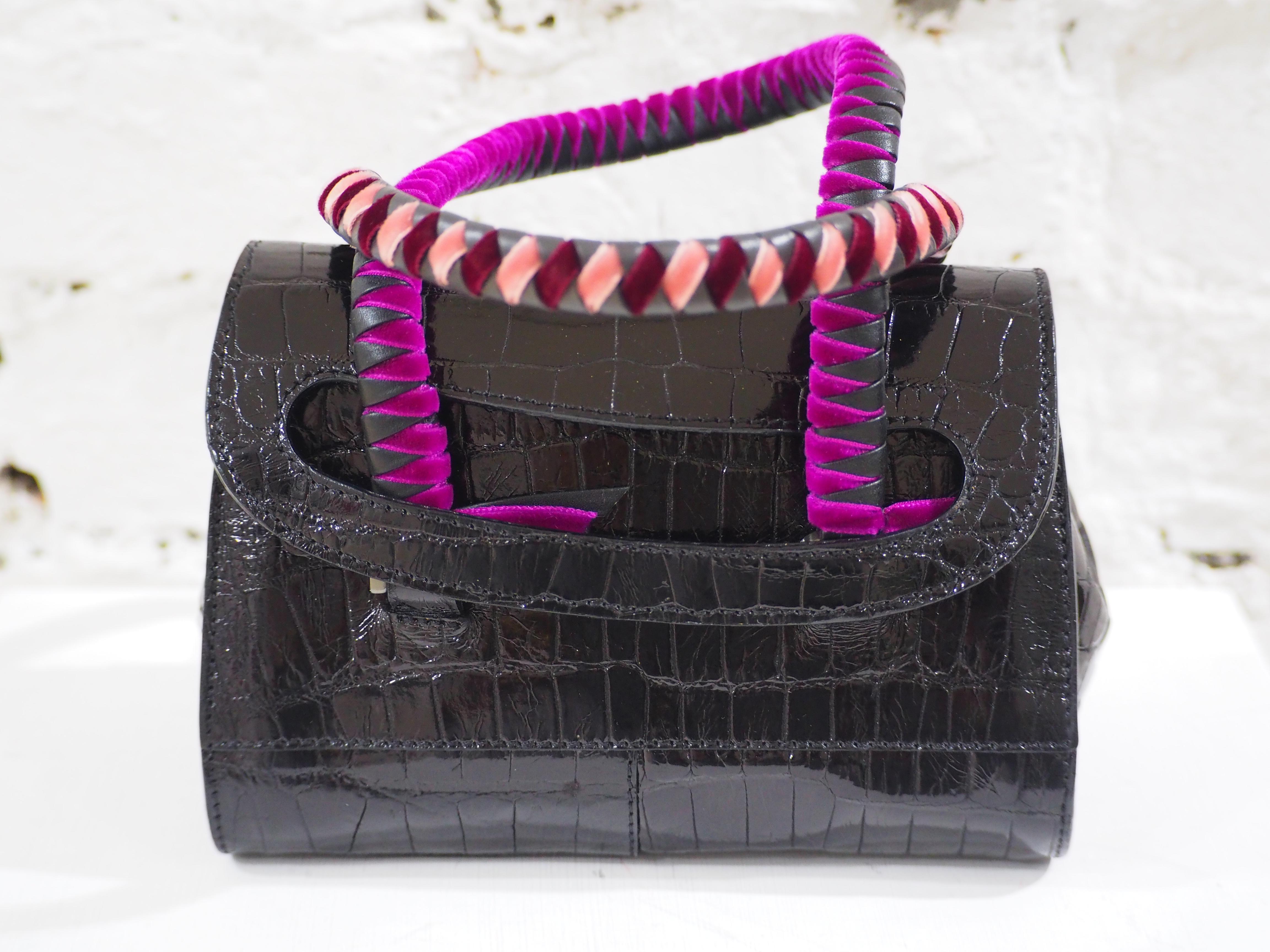 Malo black cocco and velvet mini handbag 3
