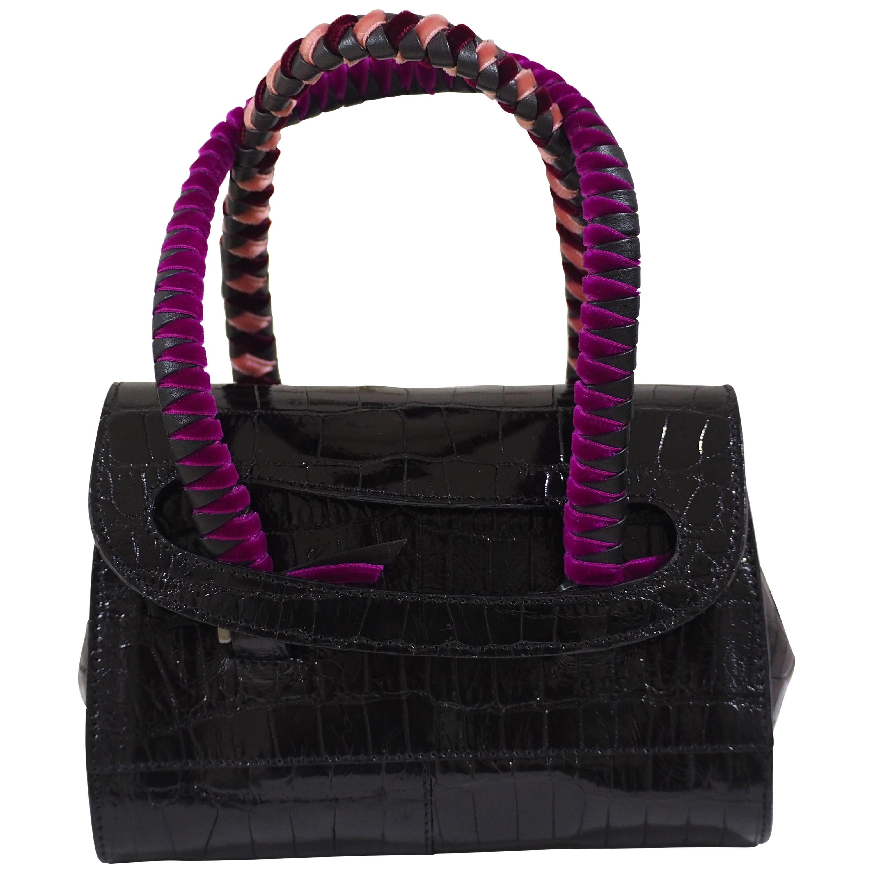 Malo black cocco and velvet mini handbag
