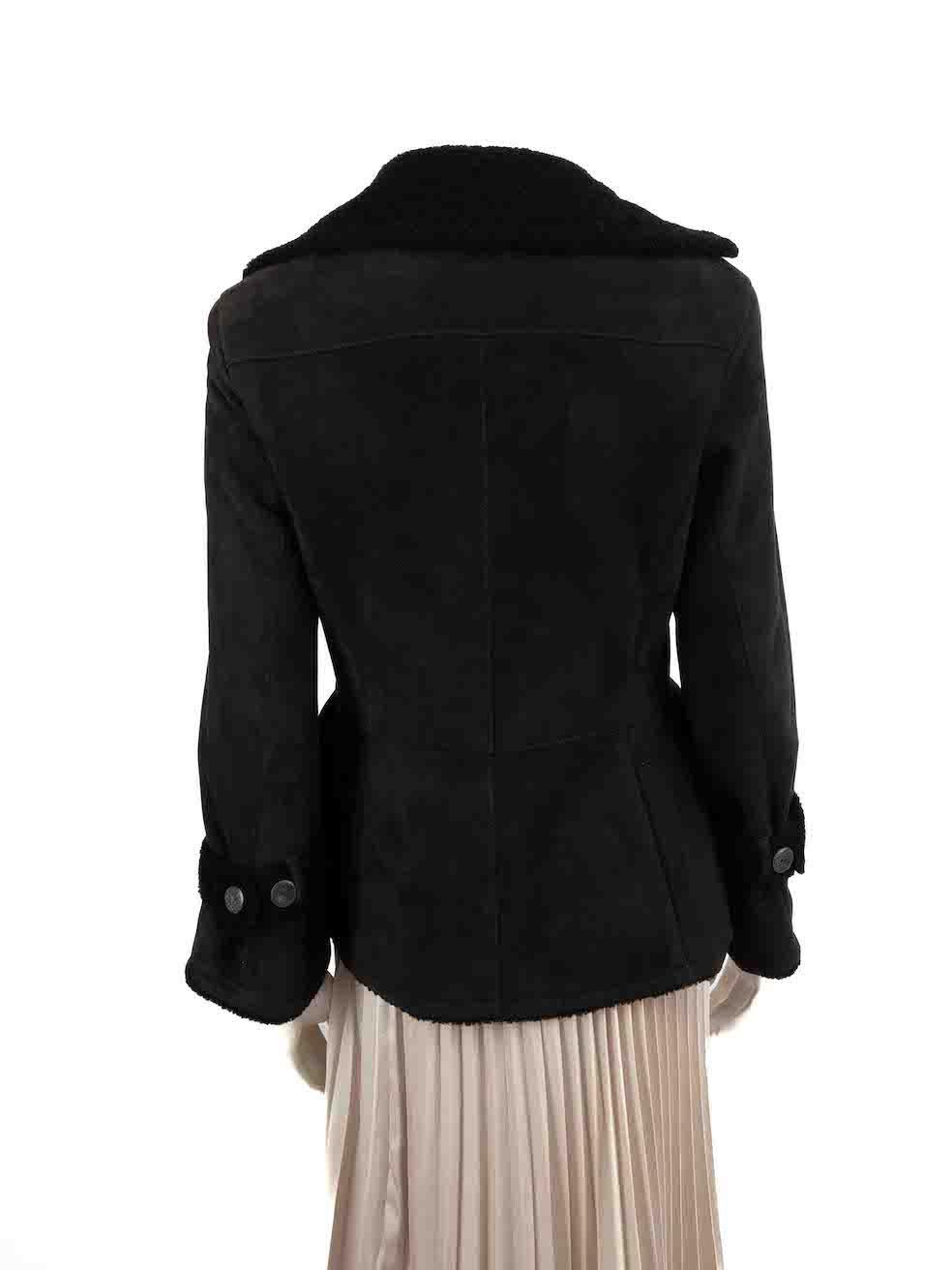 Malo Black Suede Leather Mid Length Coat Size L In Excellent Condition For Sale In London, GB