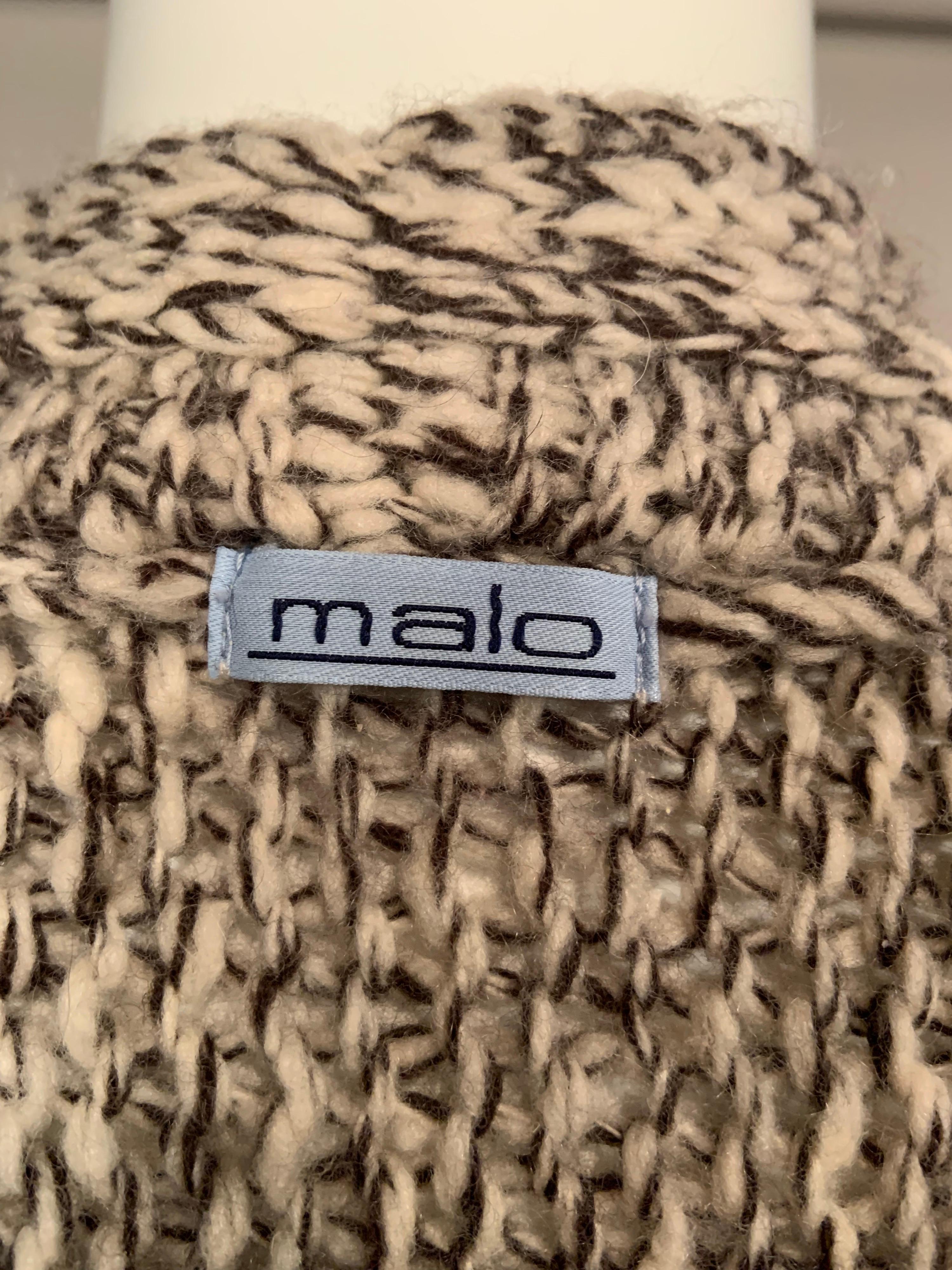 MALO Cashmere Sweater Jacket Brown and White Two Tone Cashmere Yarn  For Sale 3