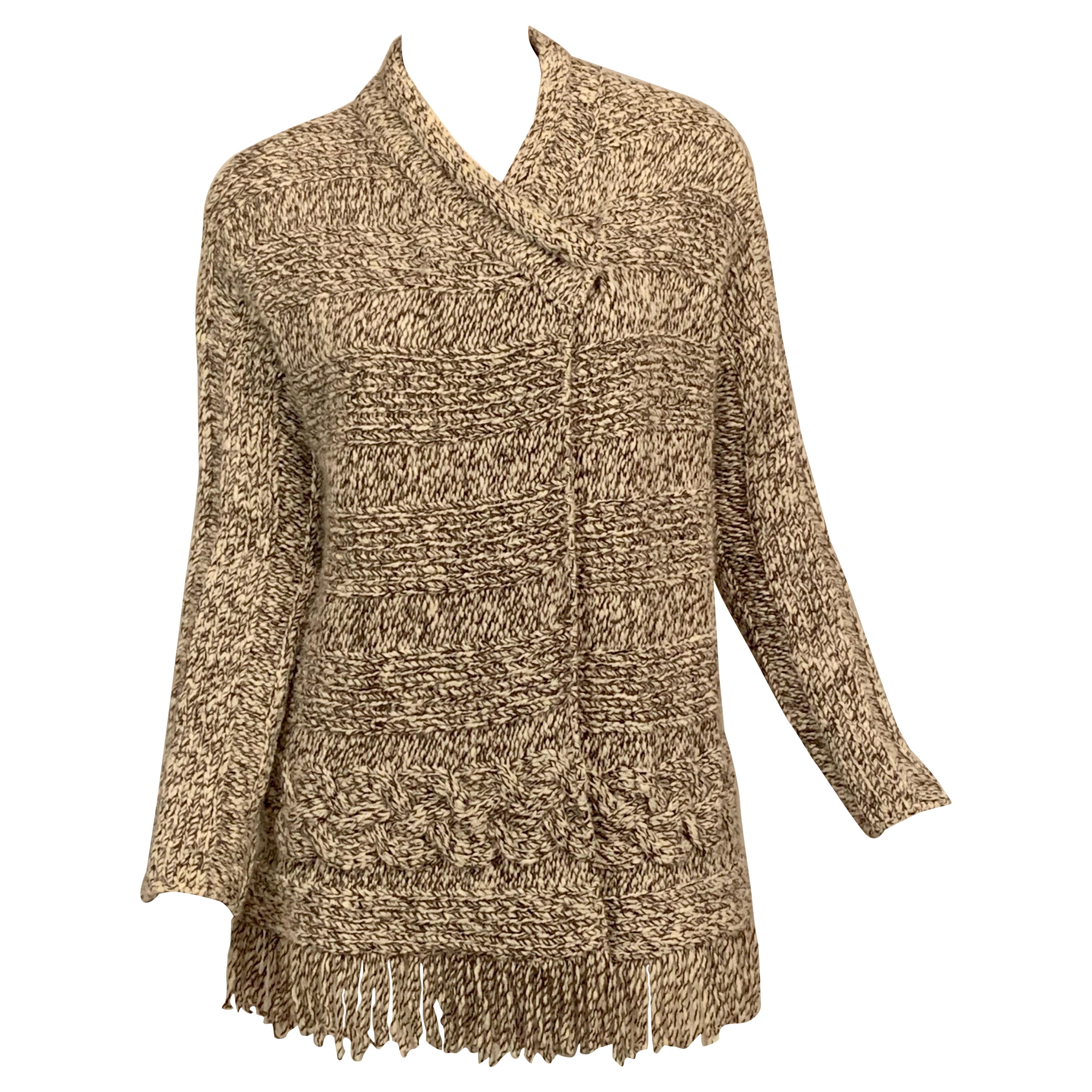 MALO Giacca in cashmere marrone e bianca con filato di cashmere bicolore