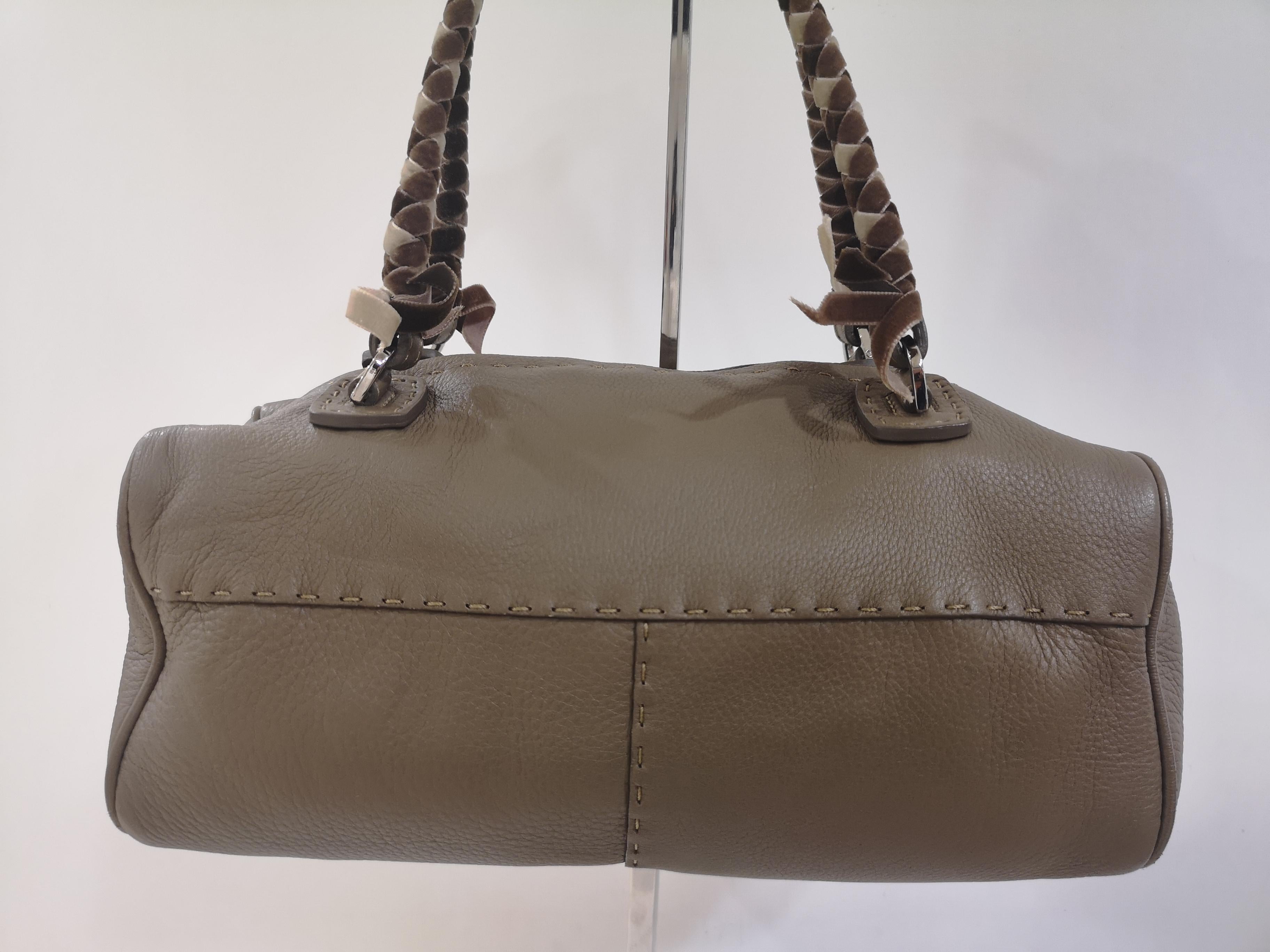 Malo etoupe leather velvet handle shoulder bag 2