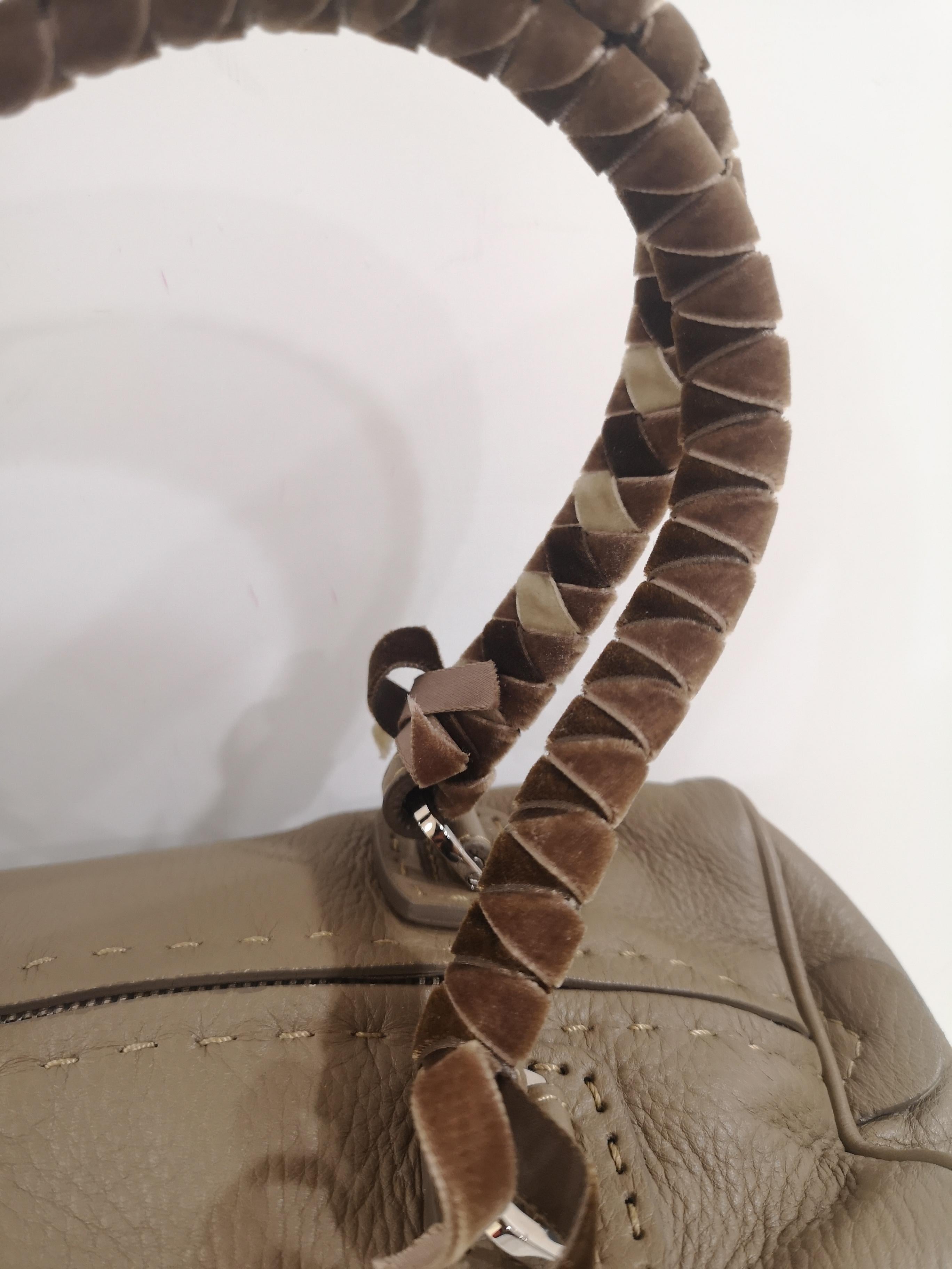 Brown Malo etoupe leather velvet handle shoulder bag