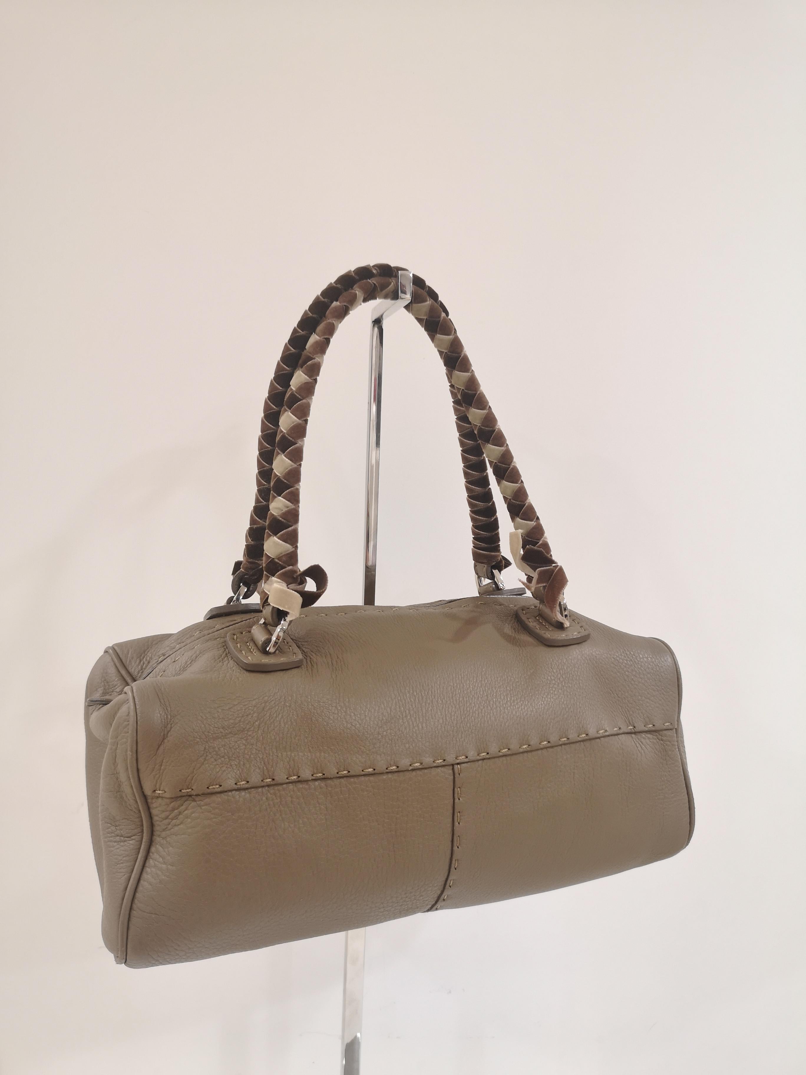 Malo etoupe leather velvet handle shoulder bag 1