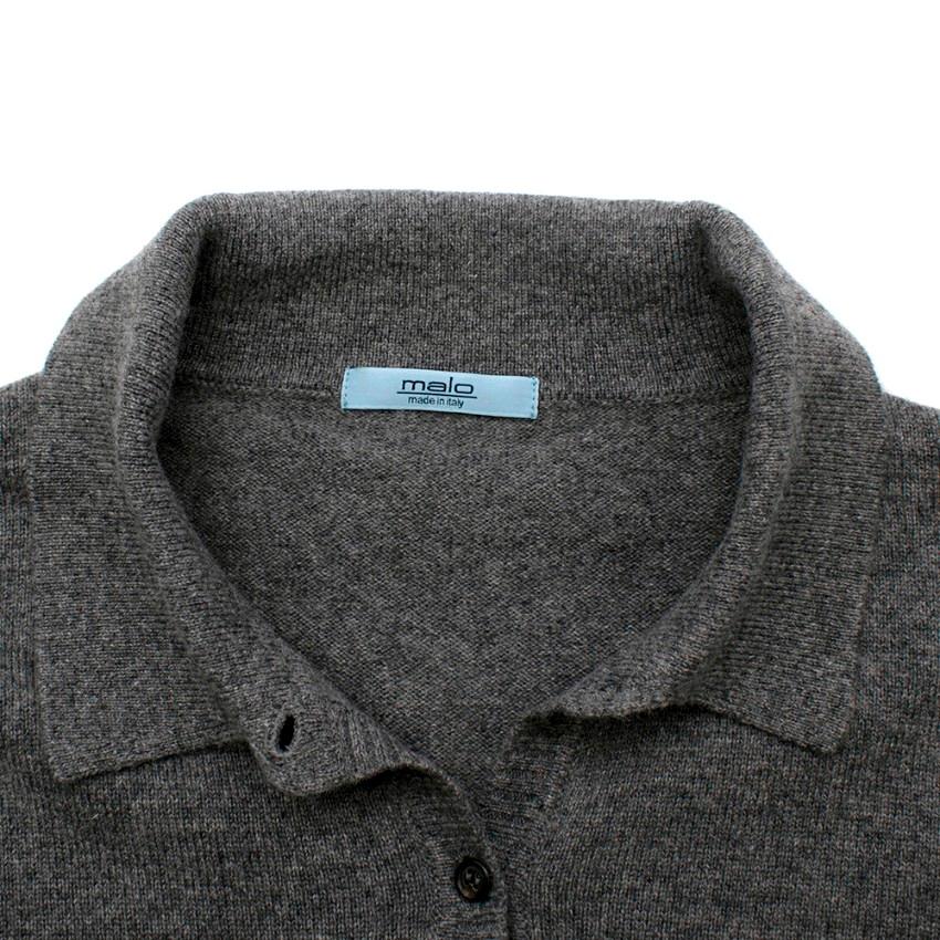 Malo Grey Cashmere Polo Jumper - Size US 6 In New Condition For Sale In London, GB