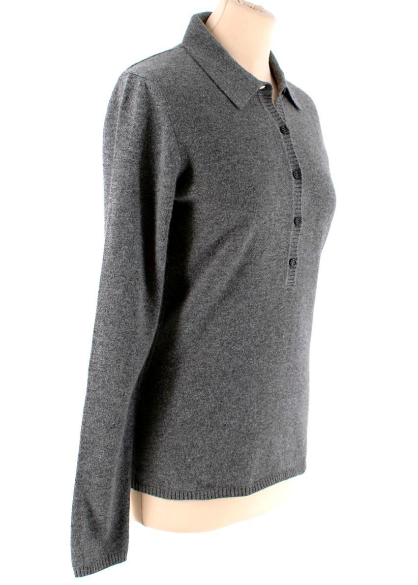 Malo Grey Cashmere Polo Jumper - Size US 6 For Sale 2