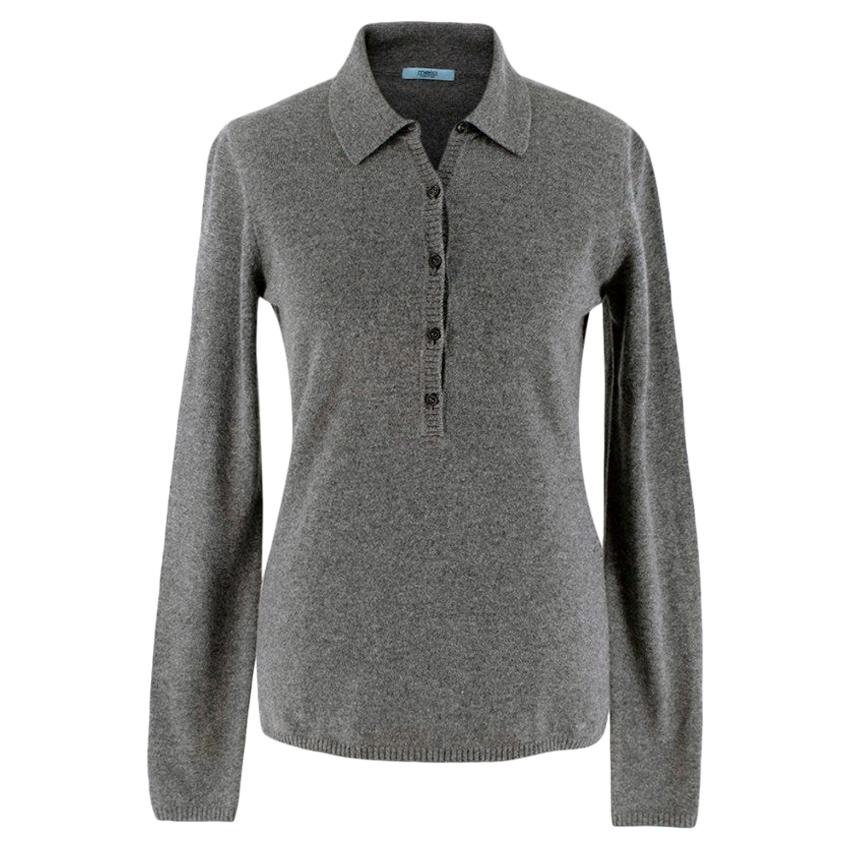 Malo Grey Cashmere Polo Jumper - Size US 6 For Sale