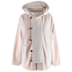 Malo Ivory Cashmere Hooded Cape Back Cardigan - Size US 6