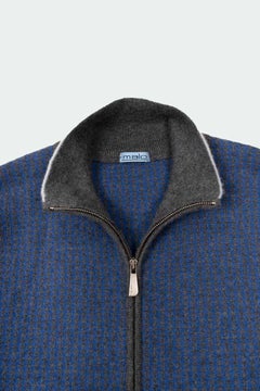 Malo Men's 100% Cashmere Zip-Up Sweater Blue-Grey IT50