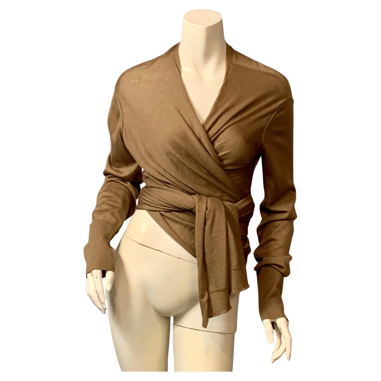 Maglione a portafoglio in misto cashmere e seta di Malo Mocha in