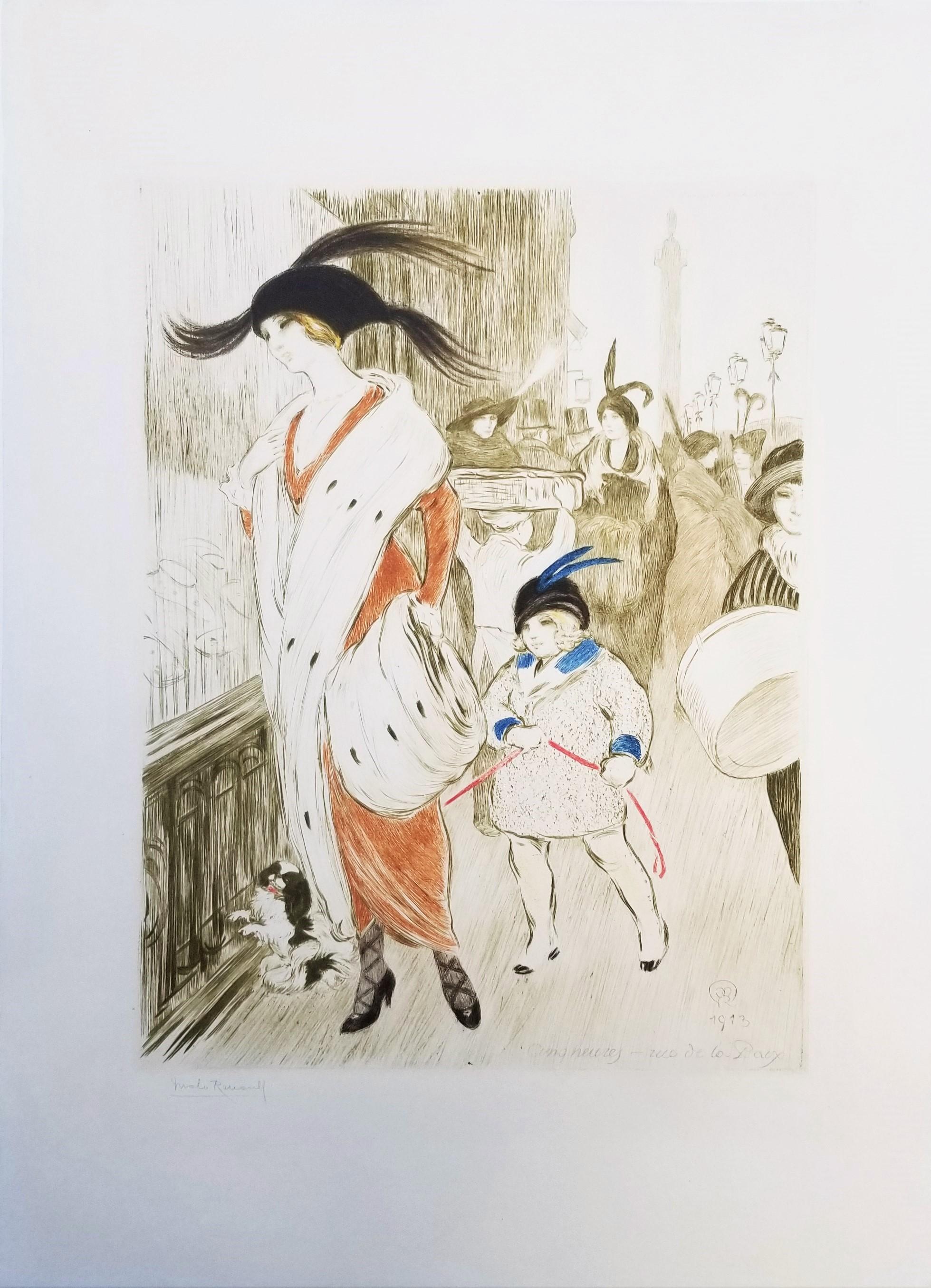 Cinq Heures Rue de La Paix - Print by Malo-Renault