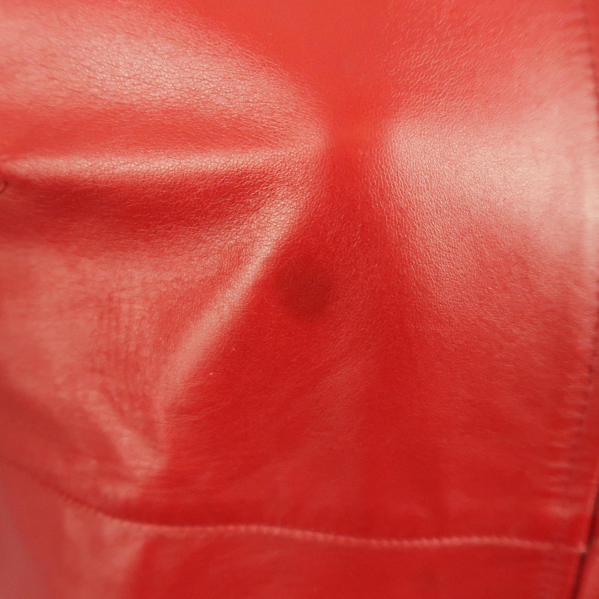 MALO Size 6 Red Leather Collared Jacket In Good Condition In San Francisco, CA