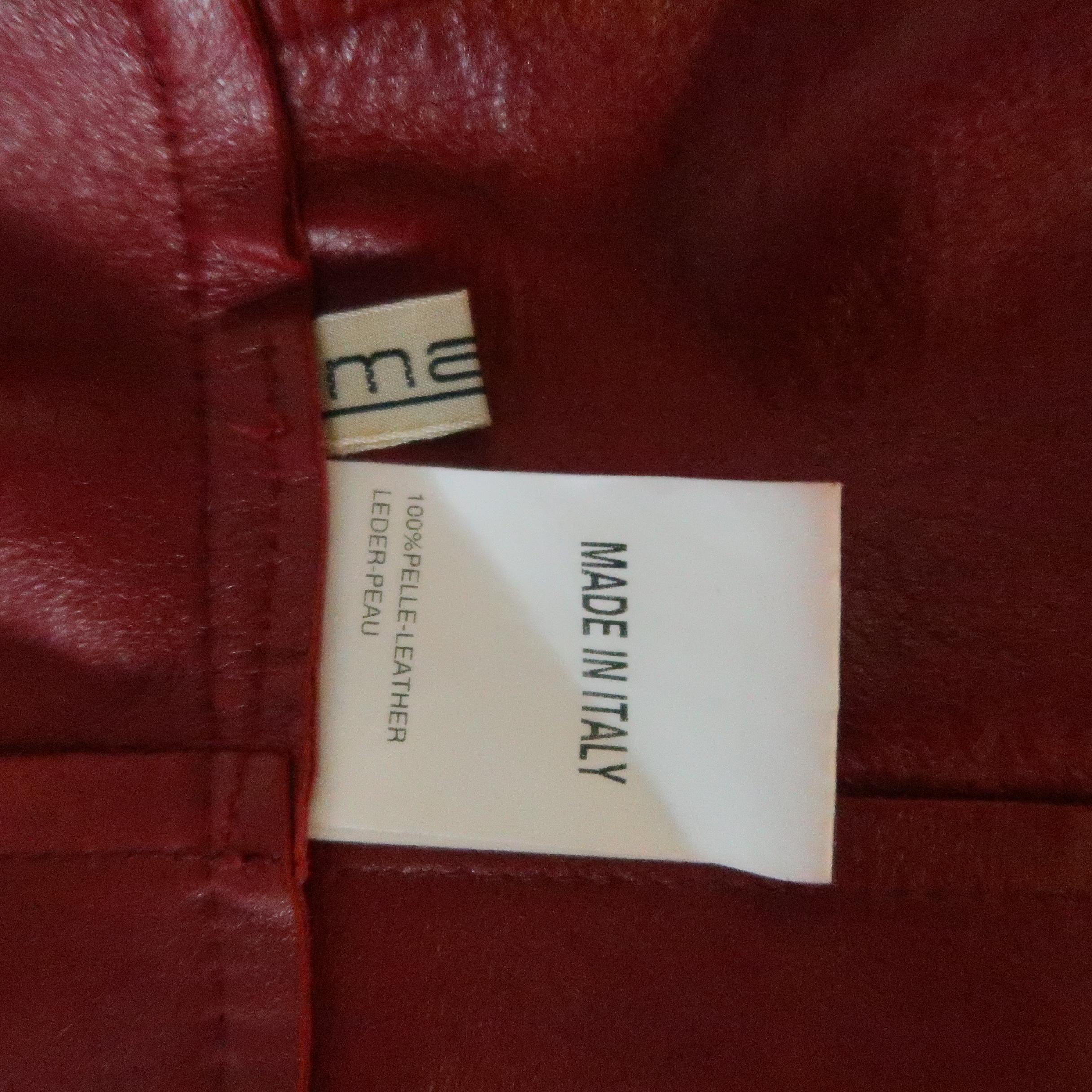 MALO Size 6 Red Leather Collared Jacket 4