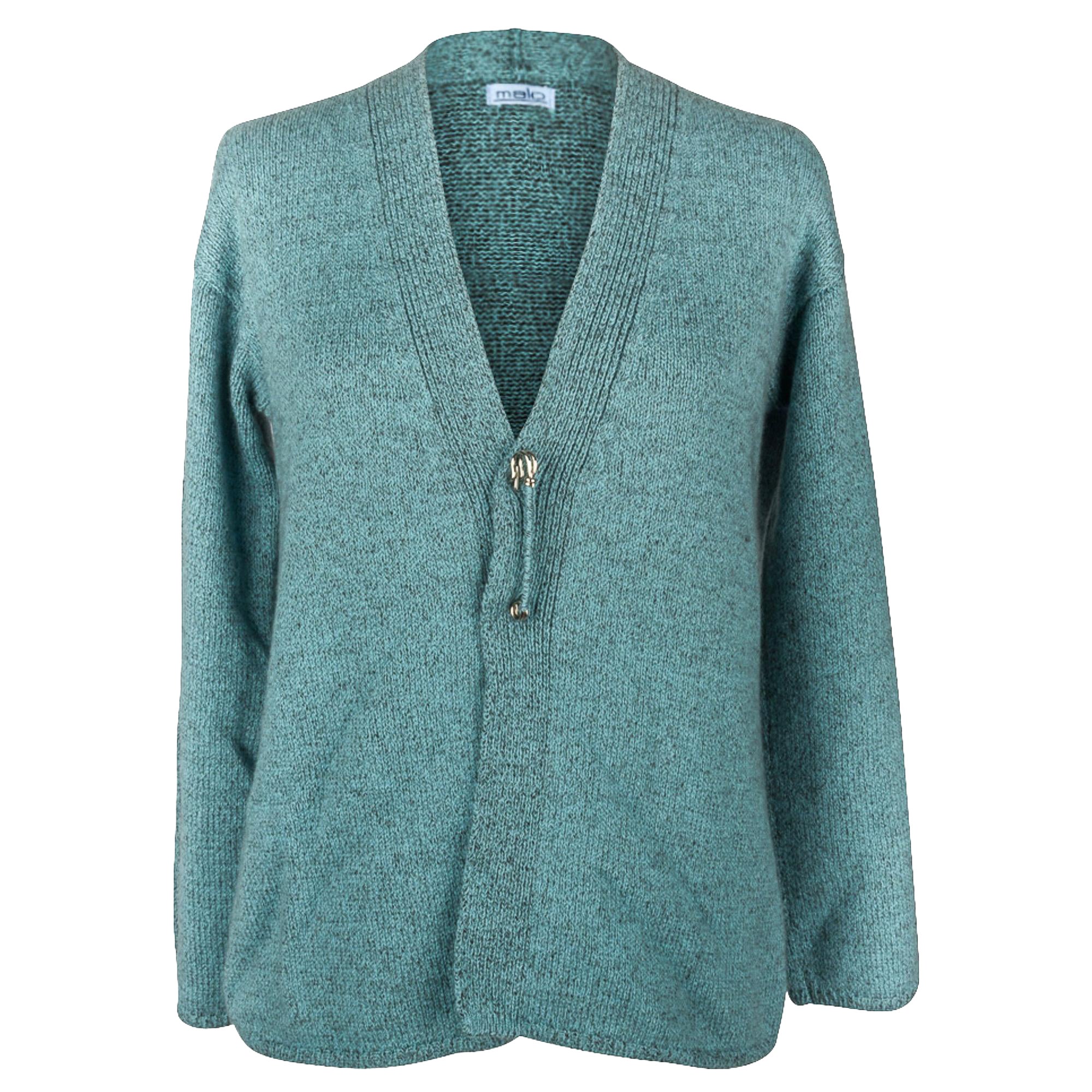 Maglione Malo in cashmere blu e marrone con spilla di sicurezza 42 / 8 in vendita