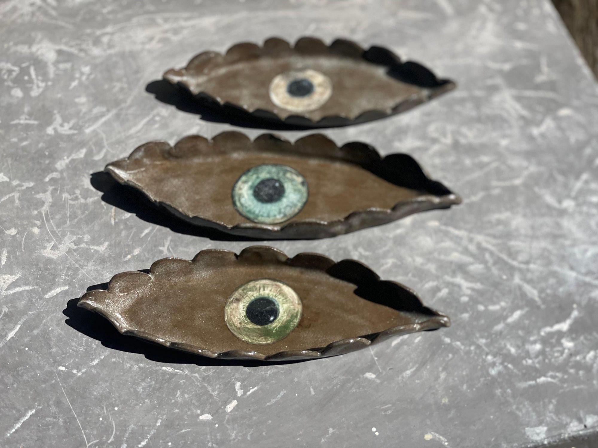 Organic Modern Set of 3 - one of a kind ‘Malocchio' Evil-Eye Catch-Alls by Stephanie Perry For Sale