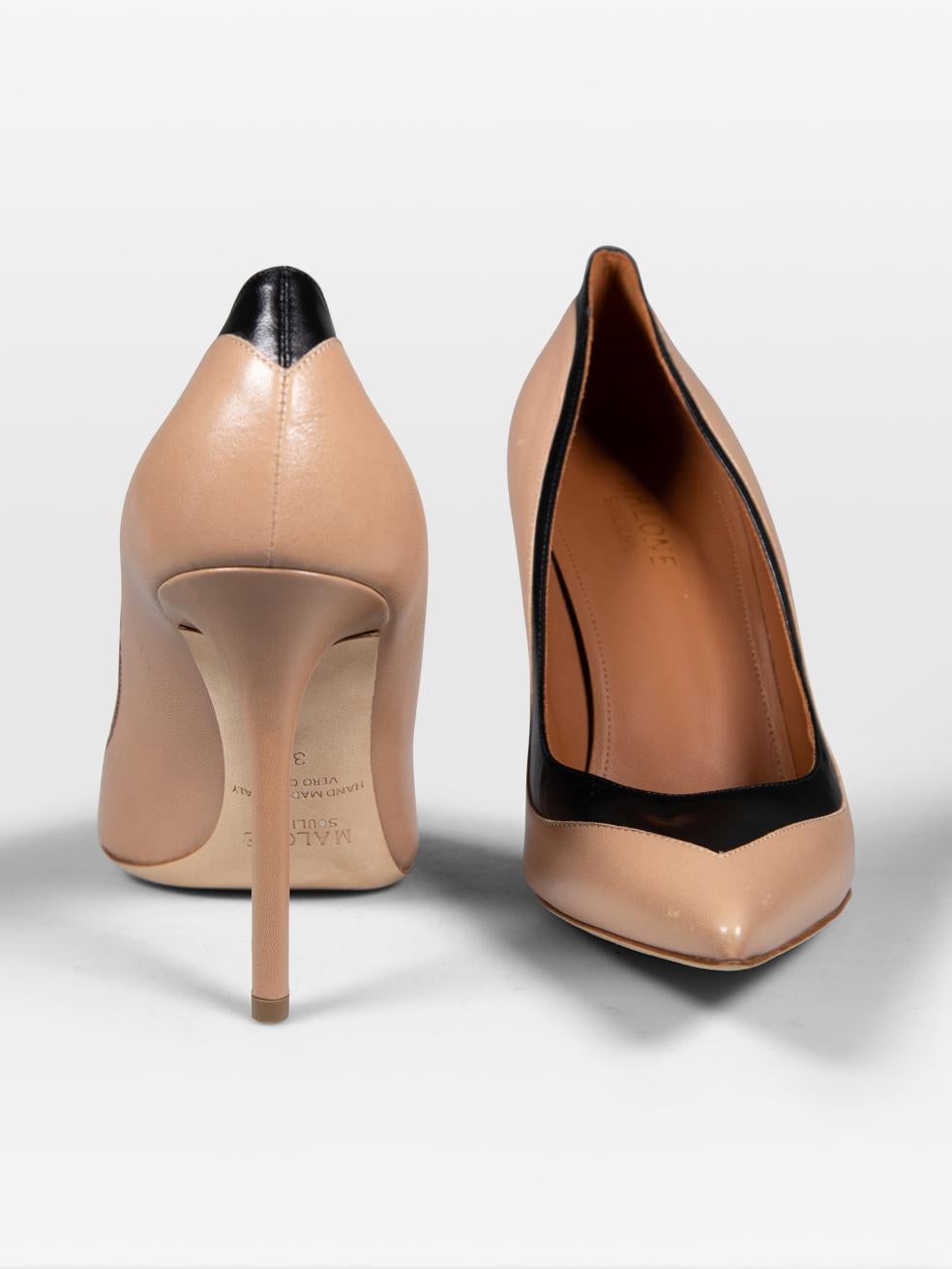 Noir Malone Souliers Escarpins pointus en cuir beige et noir Taille IT 38 en vente