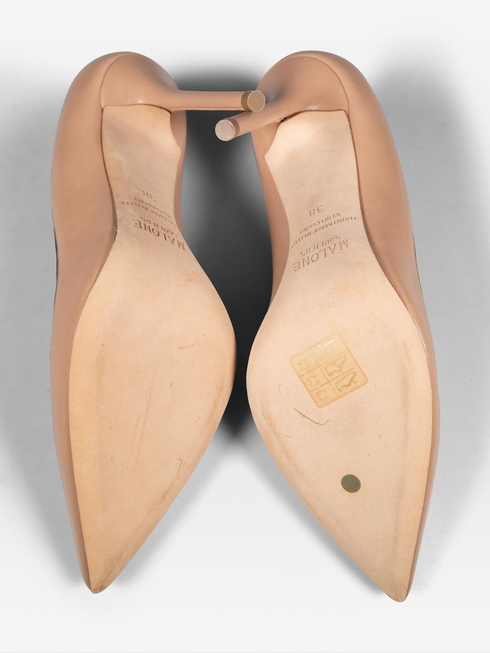 Malone Souliers Escarpins pointus en cuir beige et noir Taille IT 38 Bon état - En vente à London, GB