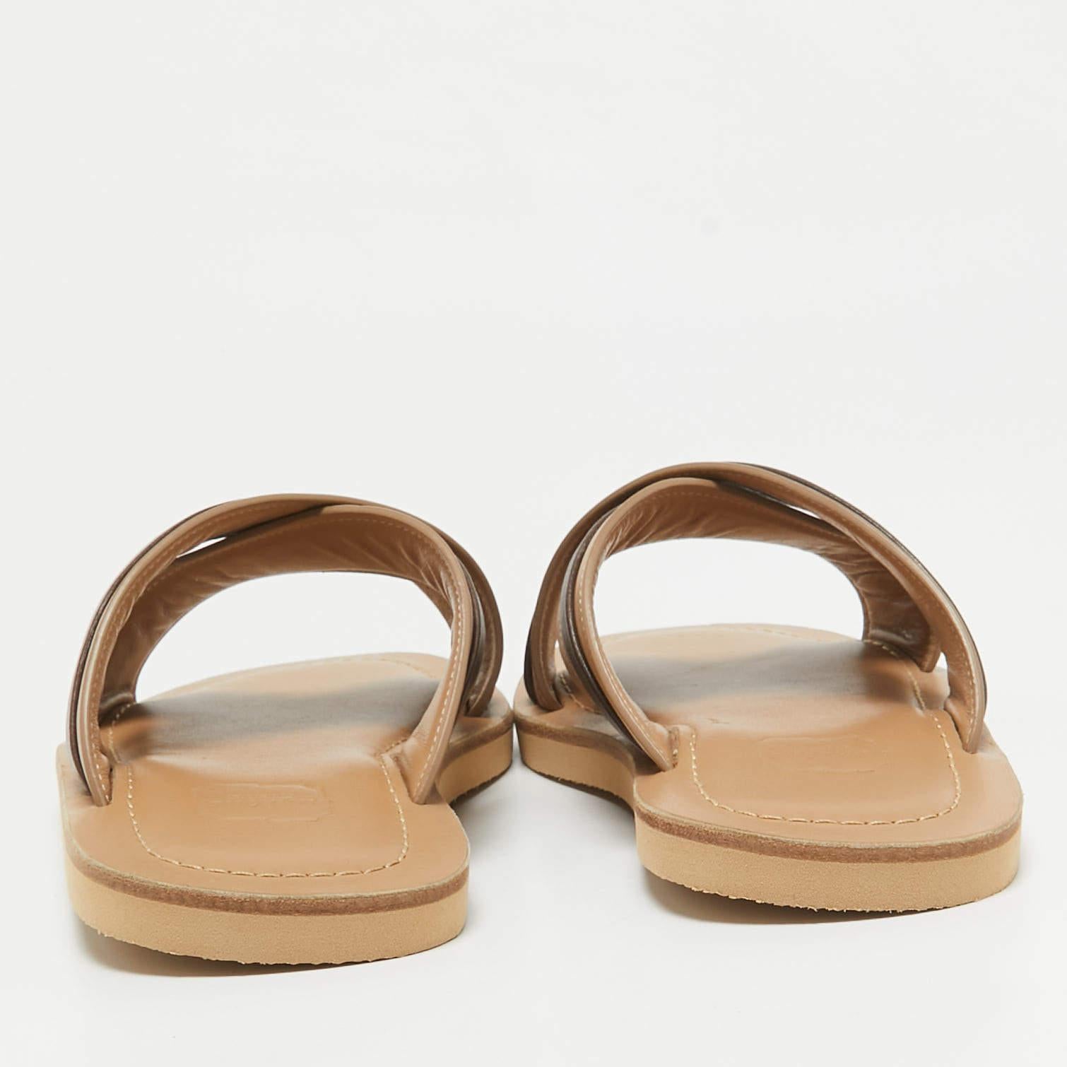 Malone Souliers Beige/Brown Leather Gabriel Slide Flats Size 40 1