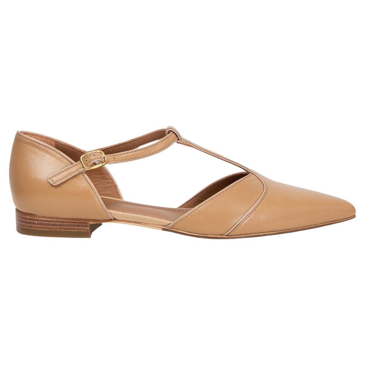 MALONE SOULIERS beige leather IMMY Ballet Flats Shoes 38.5 For Sale
