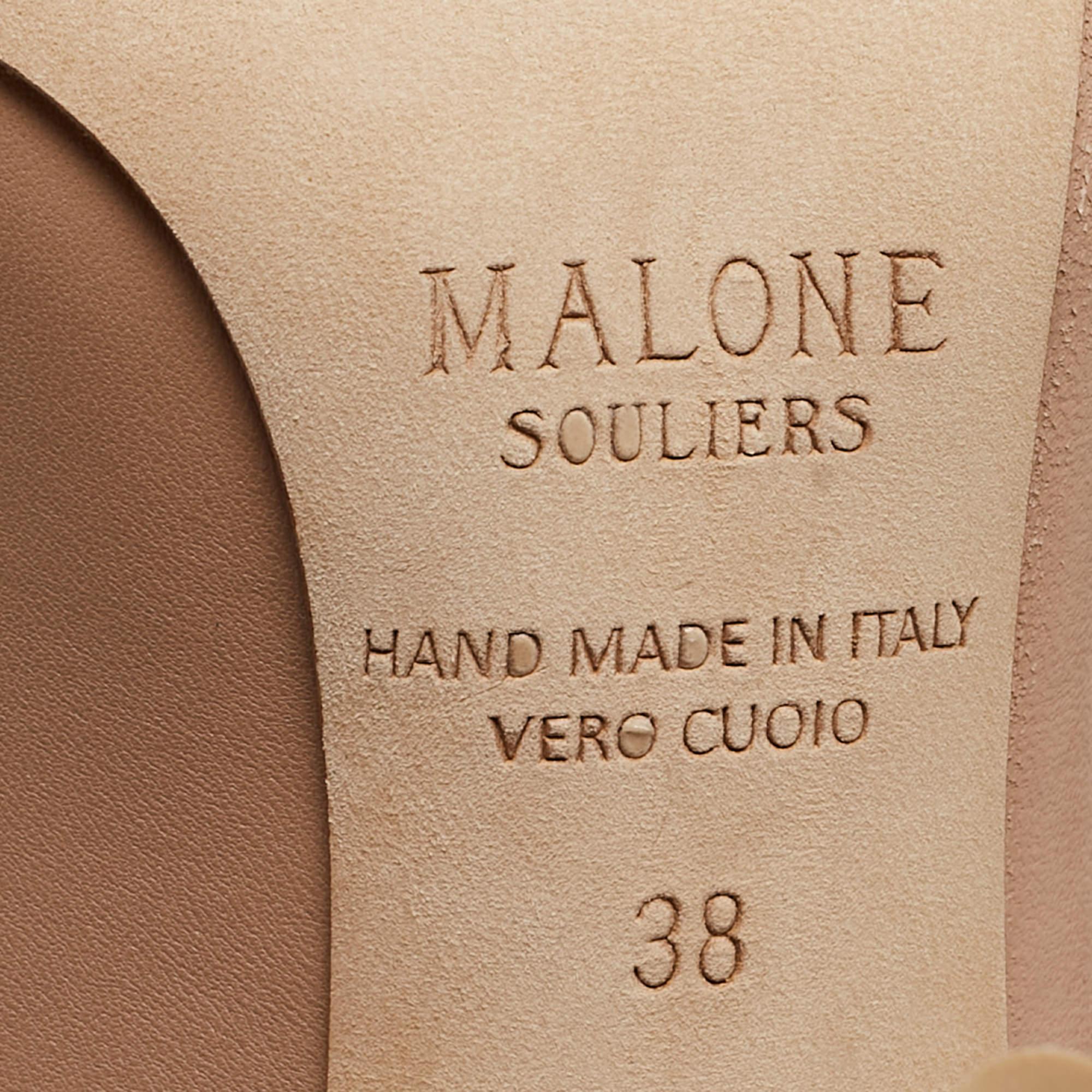 Malone Souliers Beige Leather Maureen Mules Size 38 In Excellent Condition In Dubai, Al Qouz 2