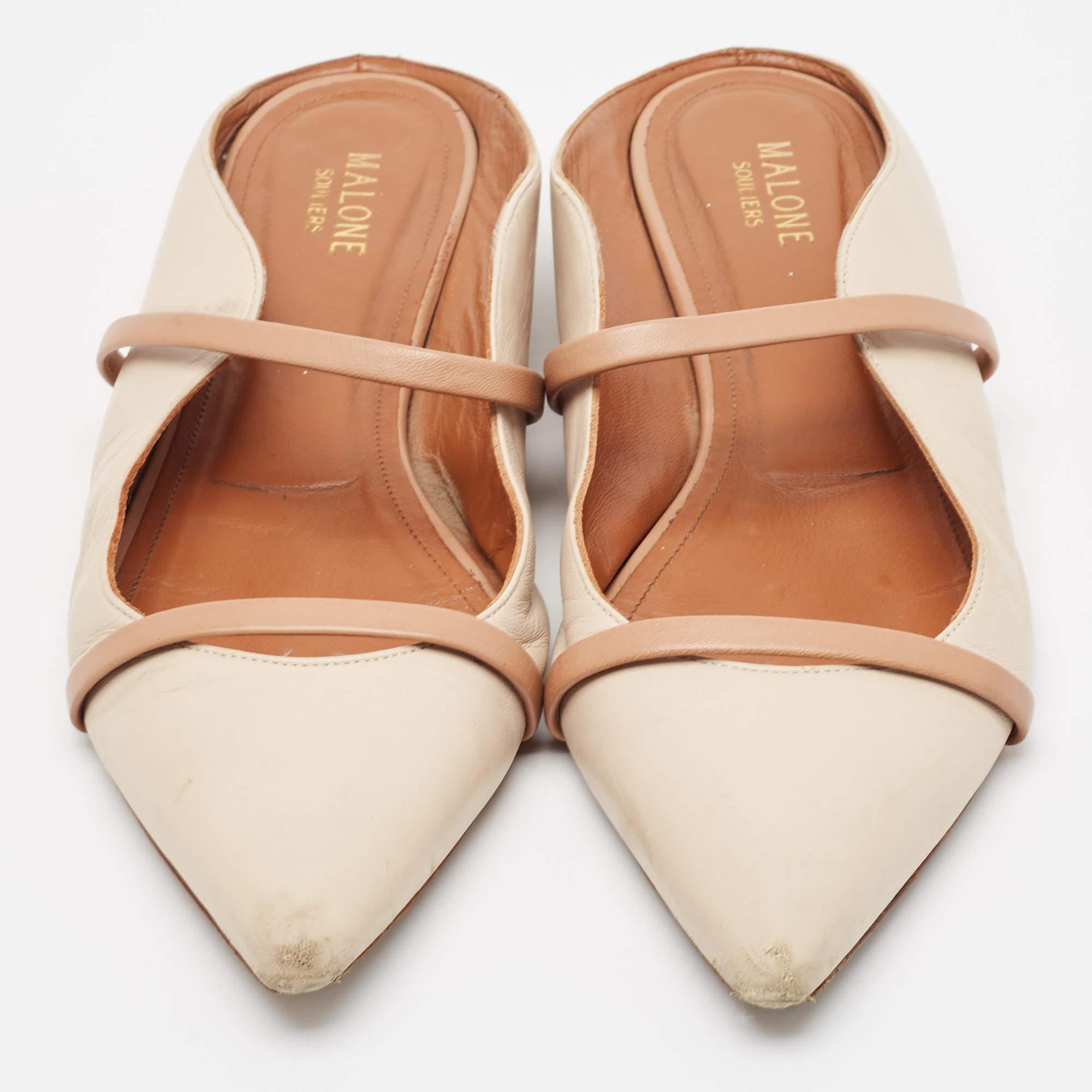 Beige Malone Souliers Mules in pelle beige taglia 41 in vendita