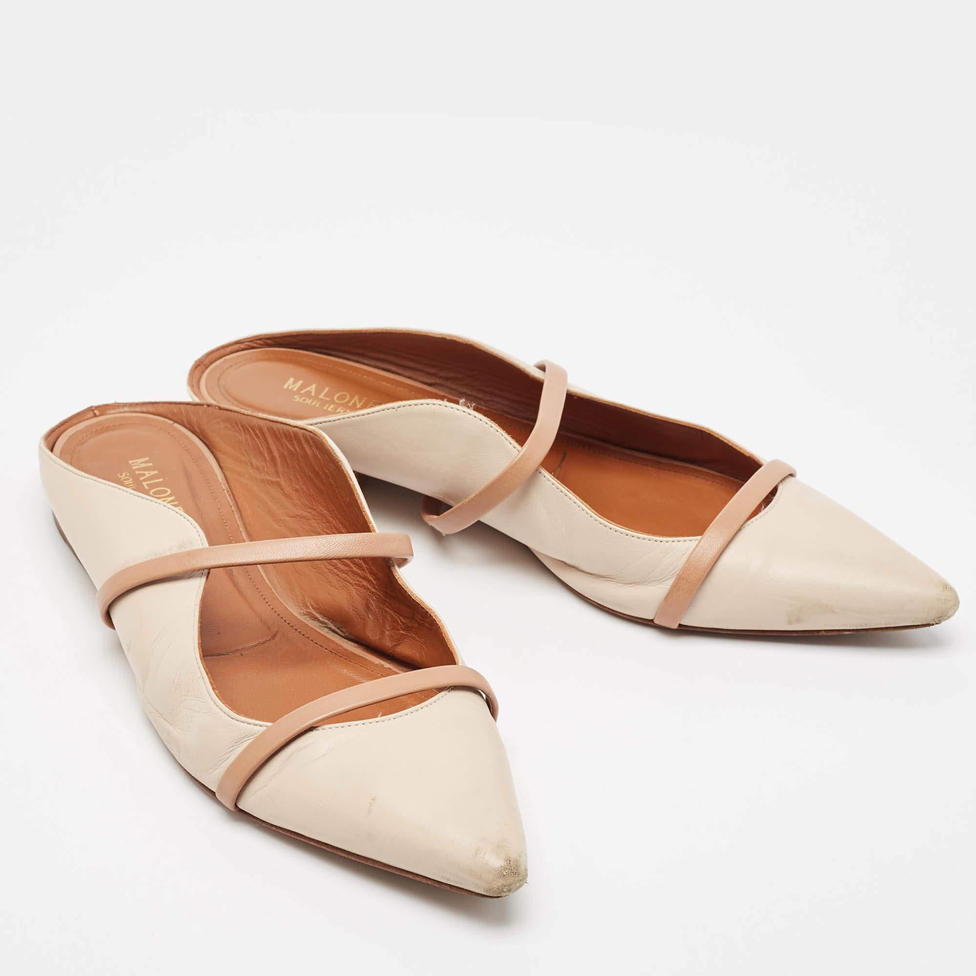 Malone Souliers Mules in pelle beige taglia 41 In condizioni discrete in vendita a Dubai, Al Qouz 2