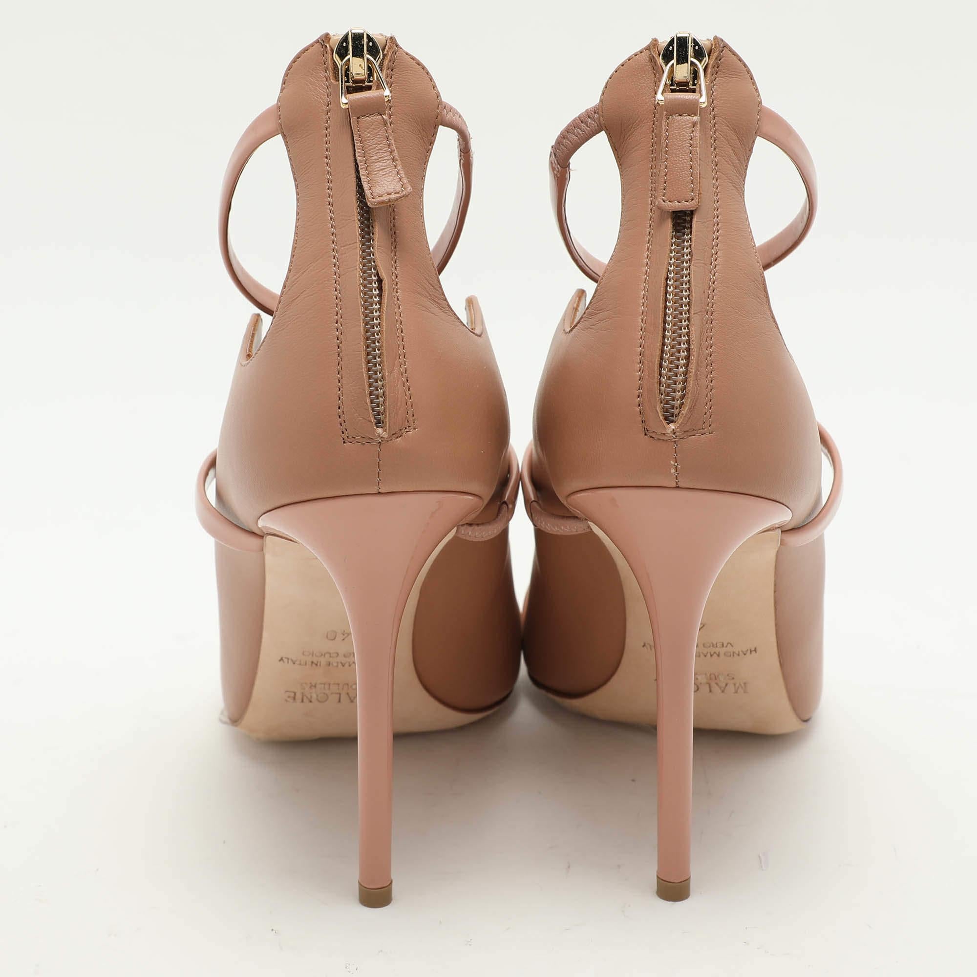 Donna Malone Souliers Sandali con cinturino alla caviglia Mika in pelle beige misura 40 in vendita