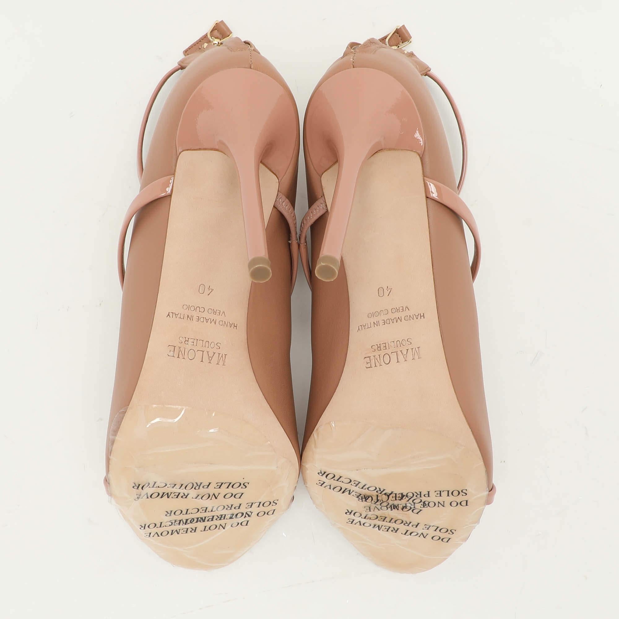 Malone Souliers Sandali con cinturino alla caviglia Mika in pelle beige misura 40 in vendita 1