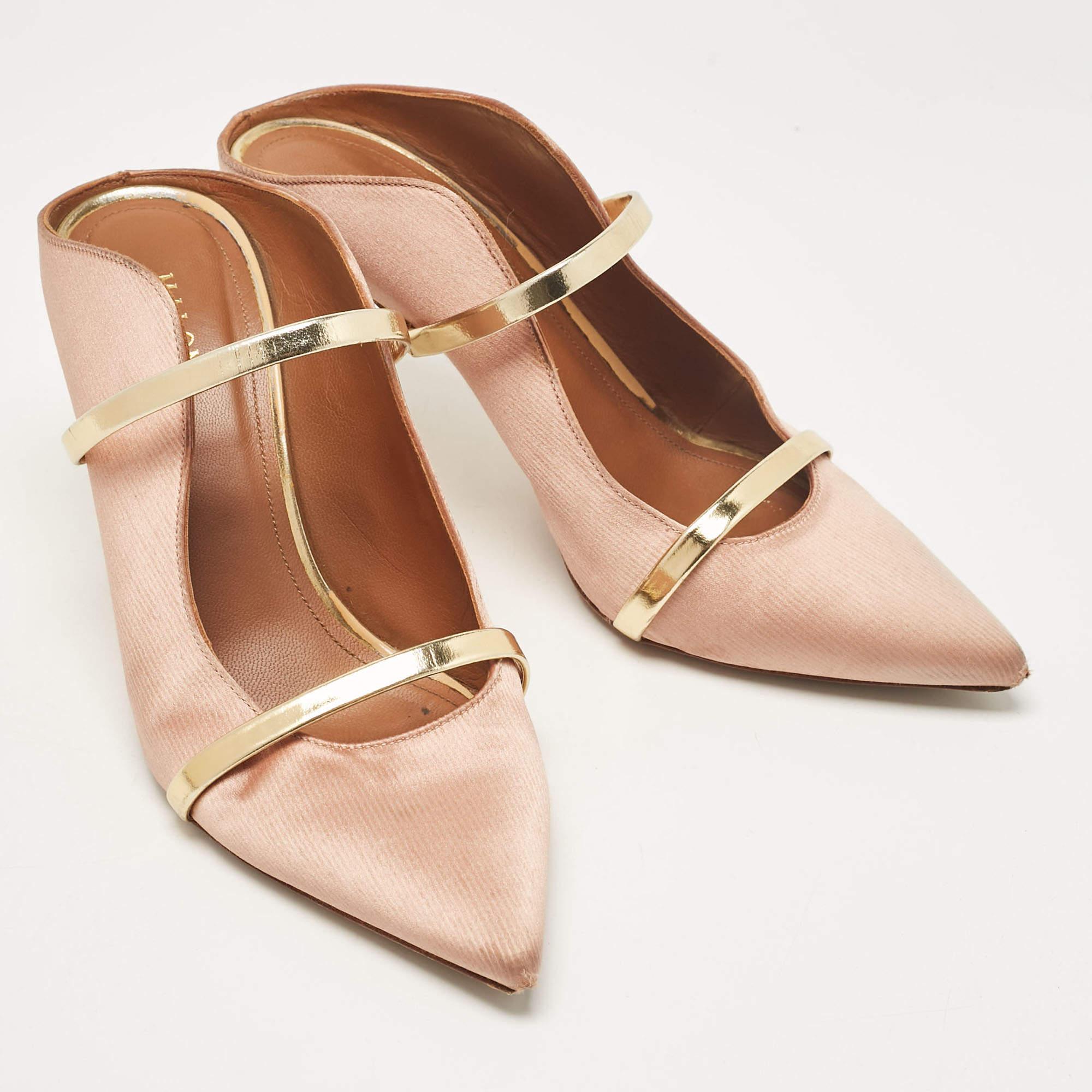 Malone Souliers Beige Pantoletten aus Leder und Satin Maureen in Beige Größe 39 Damen im Angebot
