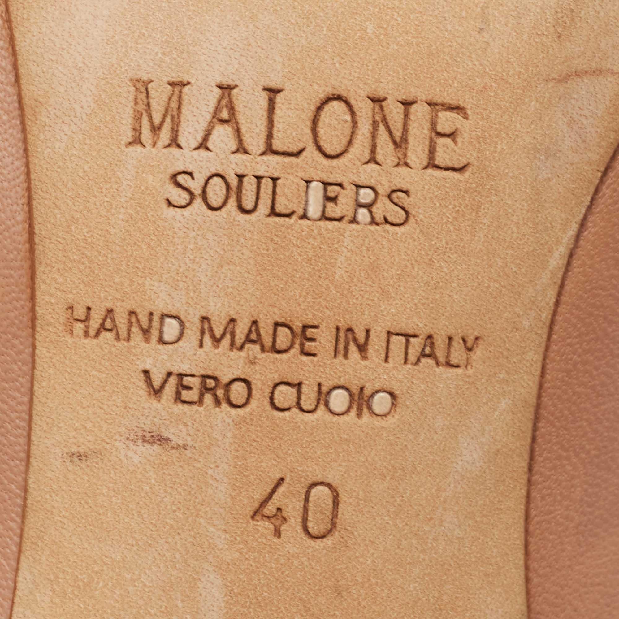 Malone Souliers escarpins à bride arrière en cuir beige taille 40 en vente 3