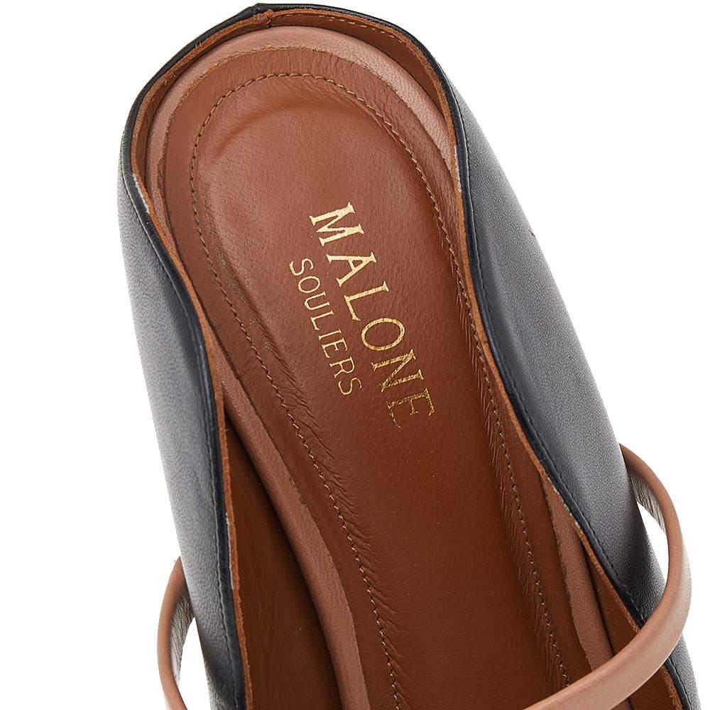 Malone Souliers Black/Beige Leather Maureen Sandals Size 38 For Sale 1