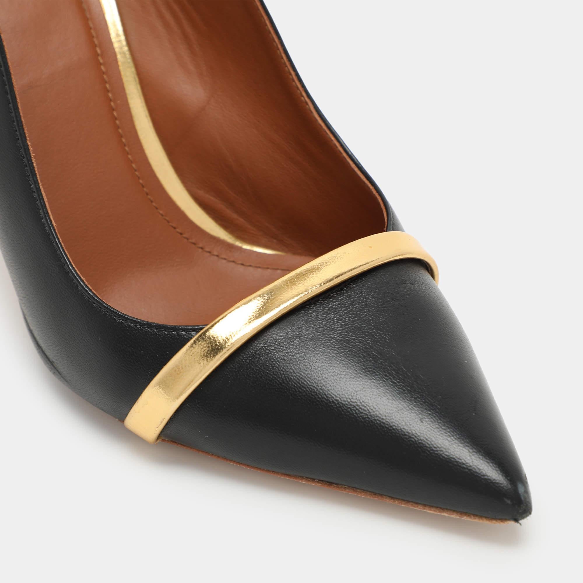 Malone Souliers Bombas Marion Slingback Cuero Negro/Dorado Talla 36.5 en venta 3