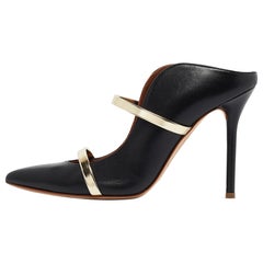 Malone Souliers Black/Gold Leather Maureen Mules Size 37